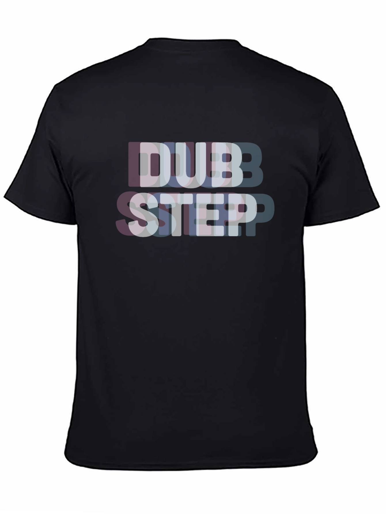 Black Dubstep Glitch Effect Black T-Shirt view 4