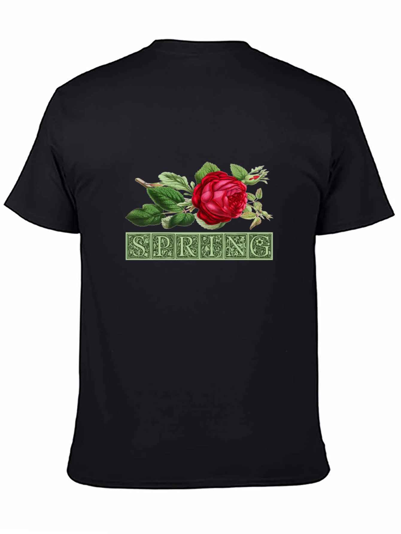 Black Spring Floral T-Shirt - Nature Inspired Design view 4