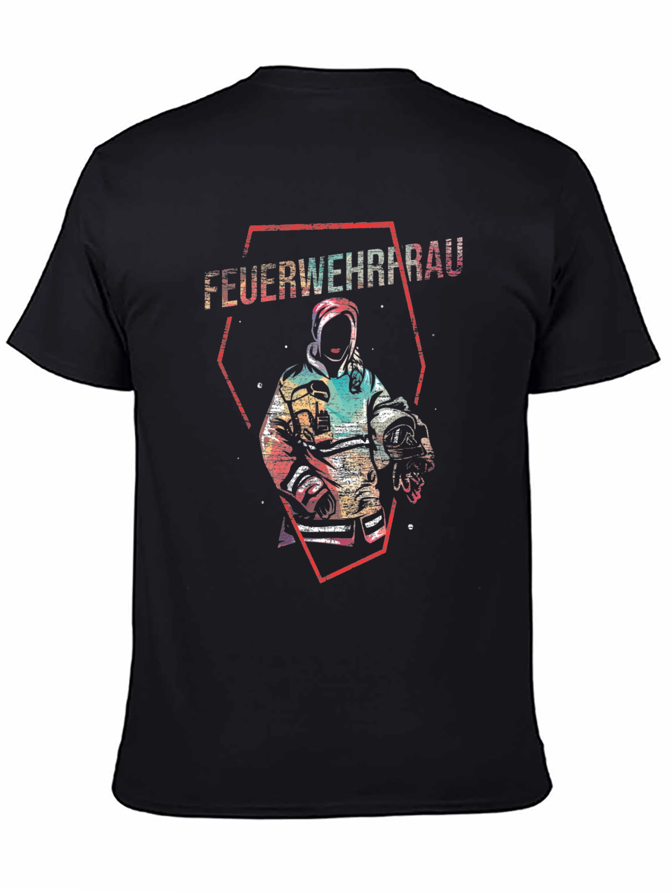 Black Feuerwehrfrau T-Shirt Firefighter Design view 4