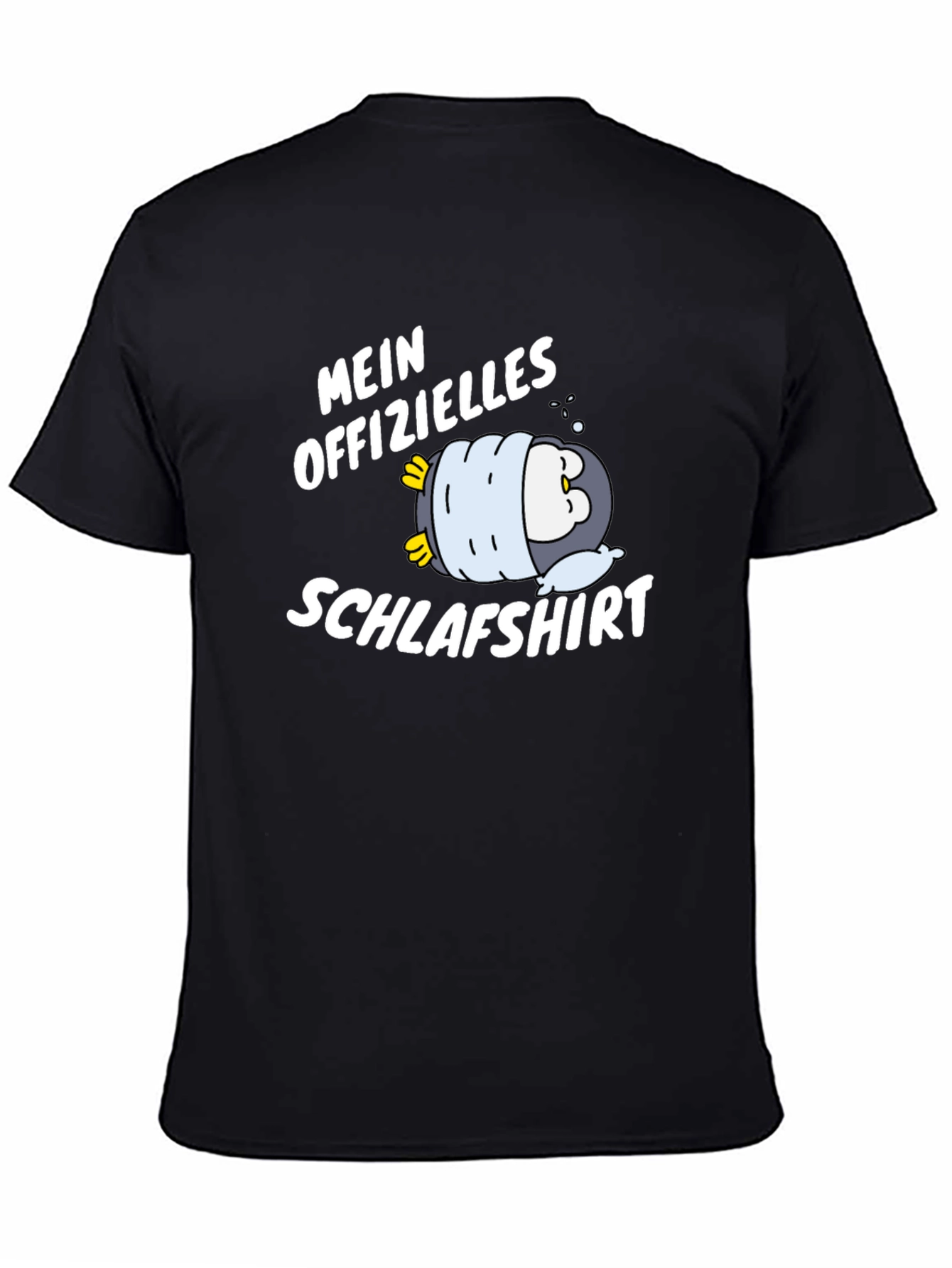 Black Funny Penguin Schlafshirt Men's T-Shirt view 4