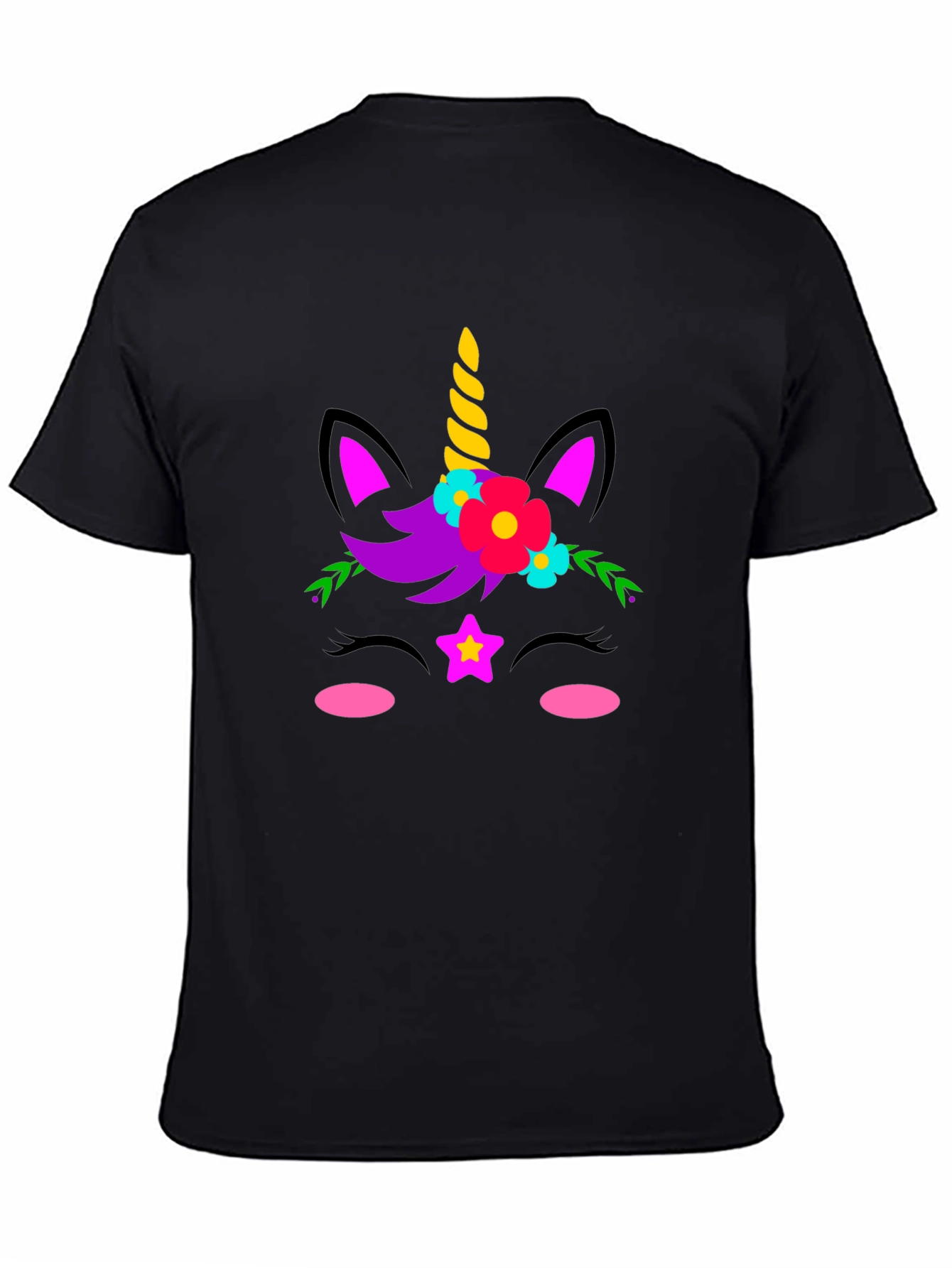 Black Unicorn Graphic T-Shirt - Black Cotton Tee view 4