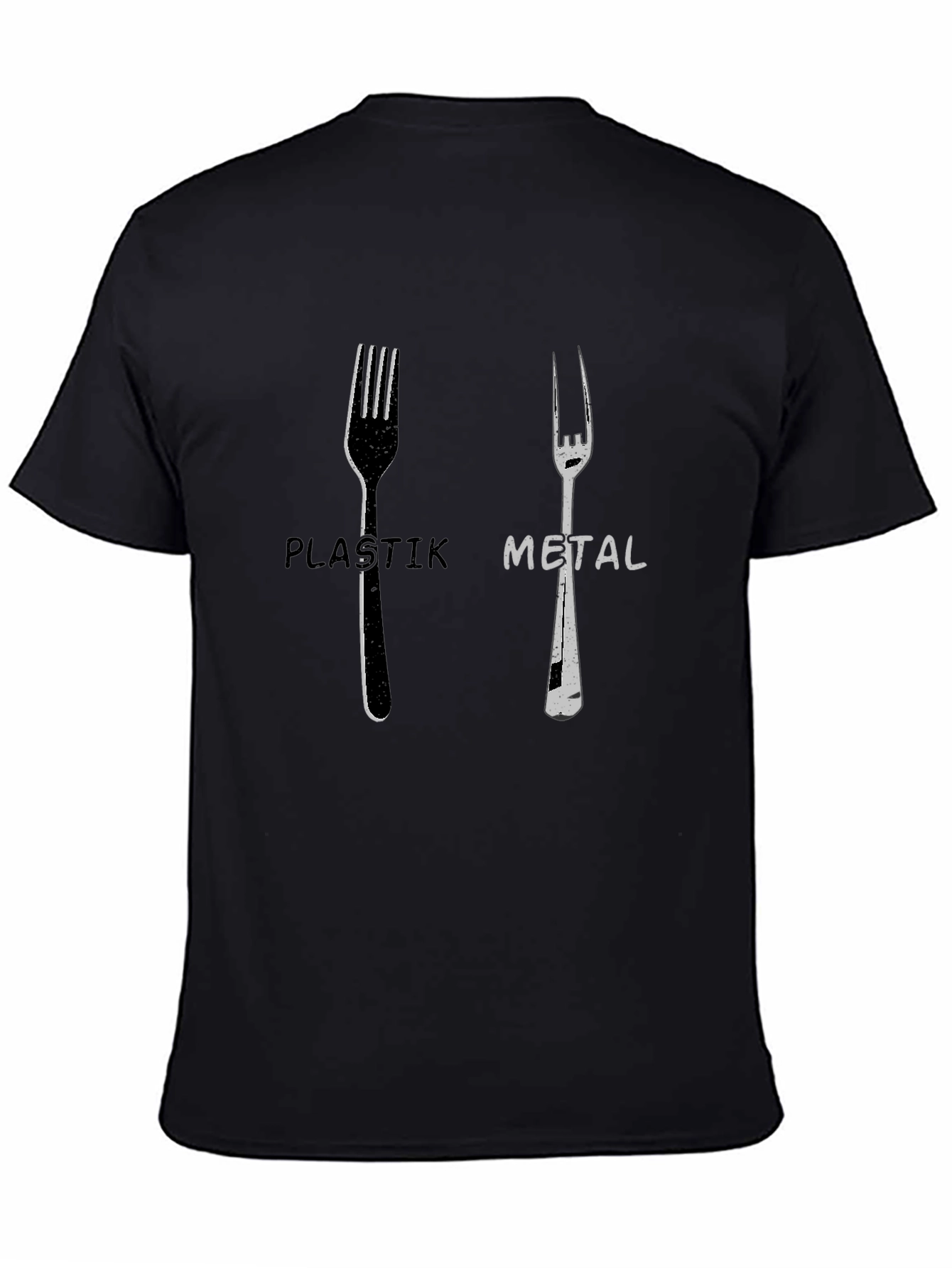 Black Plastik Metal Forks Graphic Tee - Quirky Design view 4