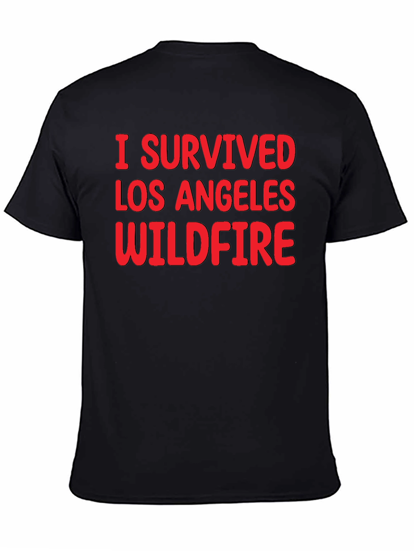 Black I Survived LA Wildfire Black T-Shirt view 4