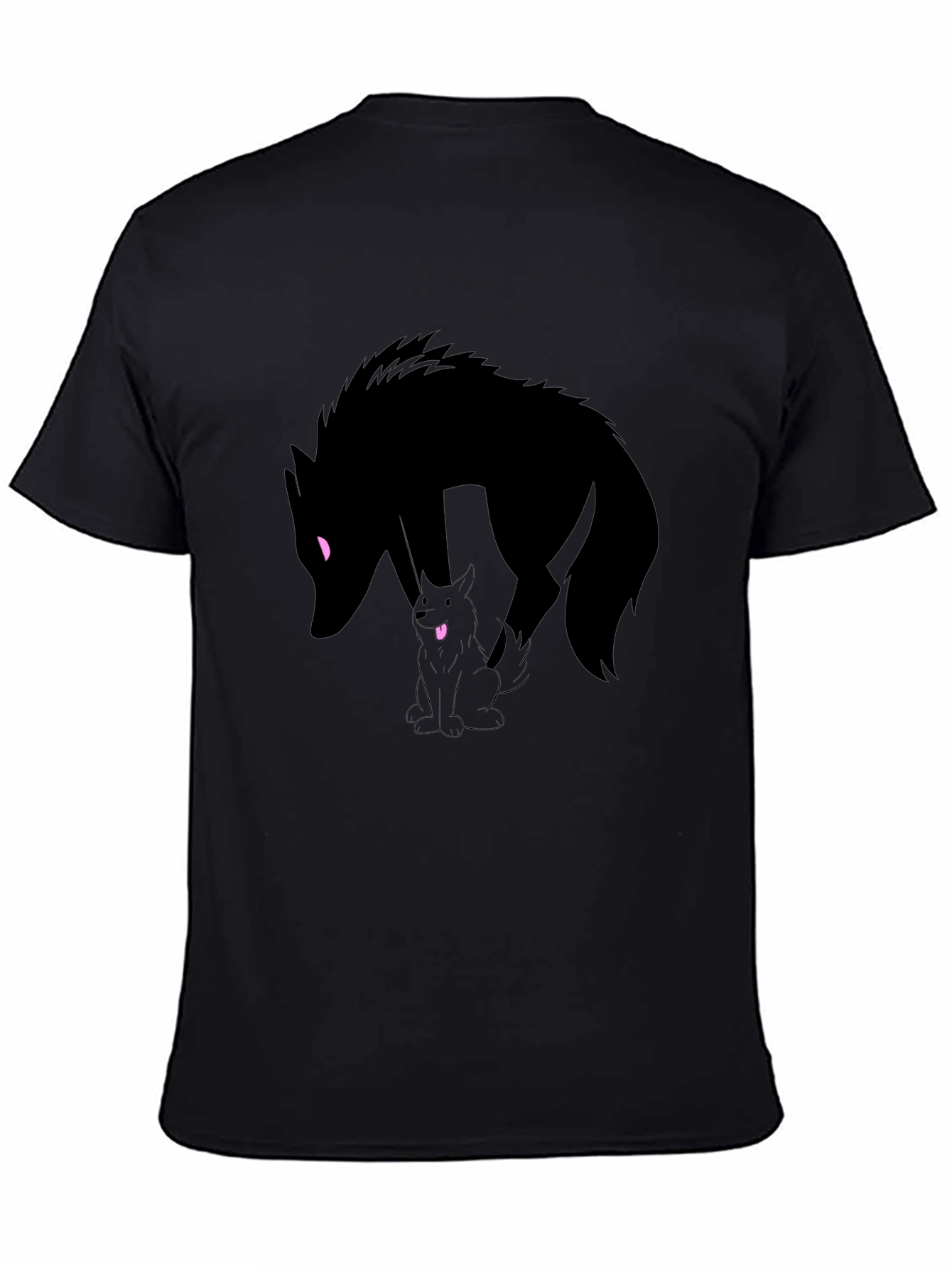 Black Wolf Silhouette Graphic Tee - Black Cotton T-Shirt view 4