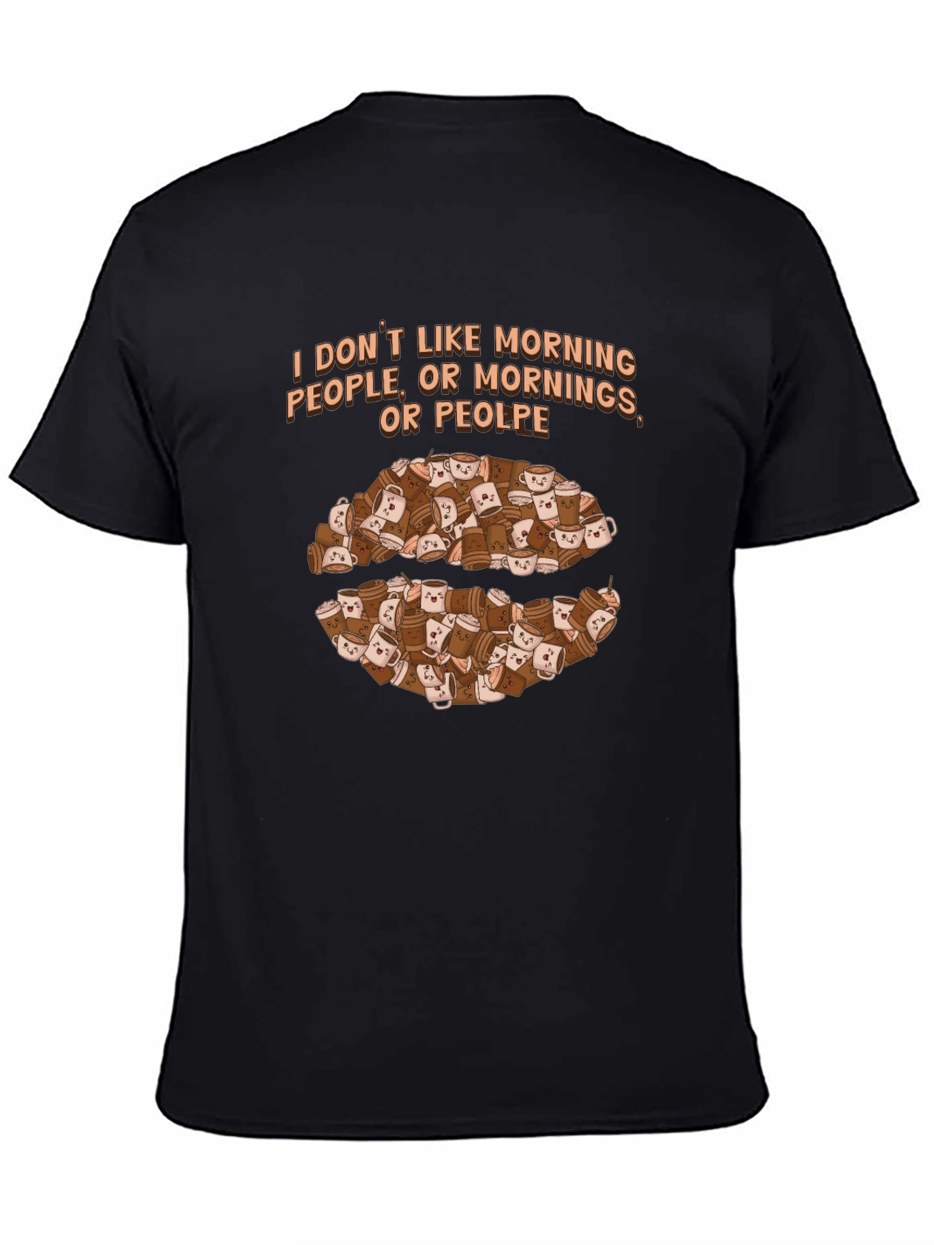 Black Funny Coffee Lover Graphic T-Shirt - I Don't Like Morning People view 4
