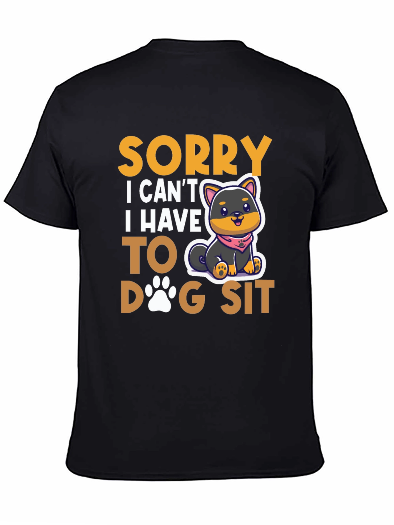 Black Dog Sitting T-Shirt Cute Animal Design view 4