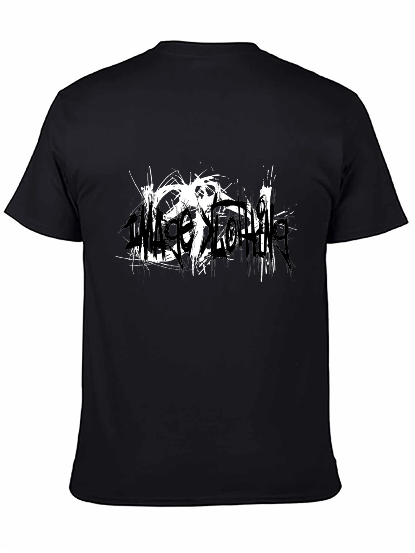 Black Black T-Shirt with Abstract White Graphic view 4