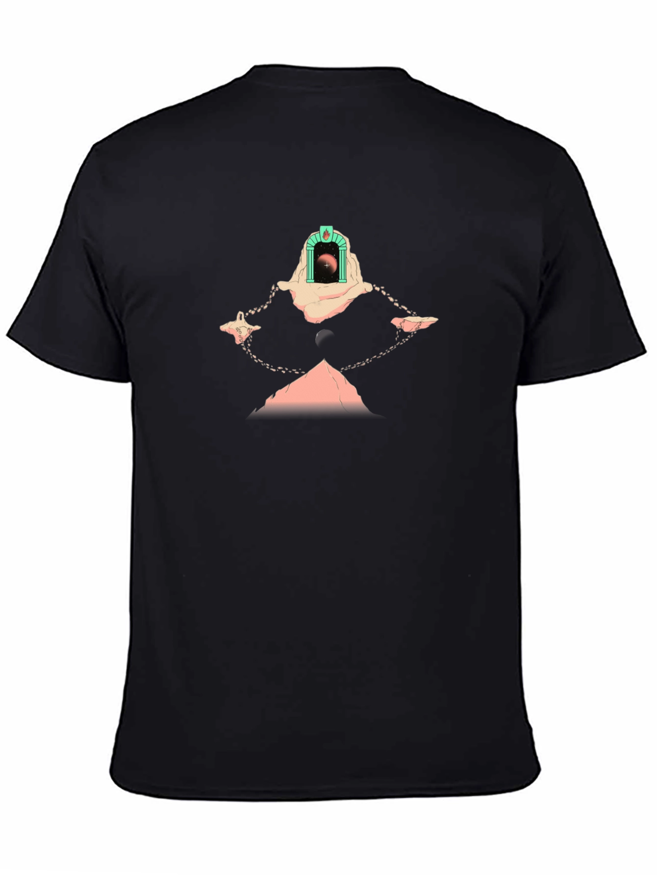 Black Mystic Portal Graphic Tee - Black Cotton Comfort view 4