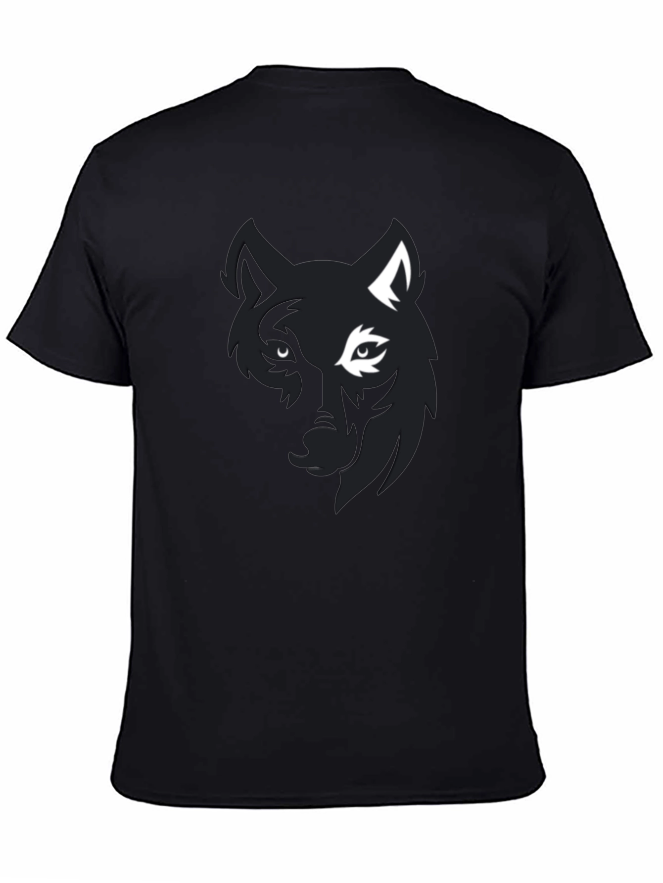Black Wolf Graphic Print Black T-Shirt for Men view 4