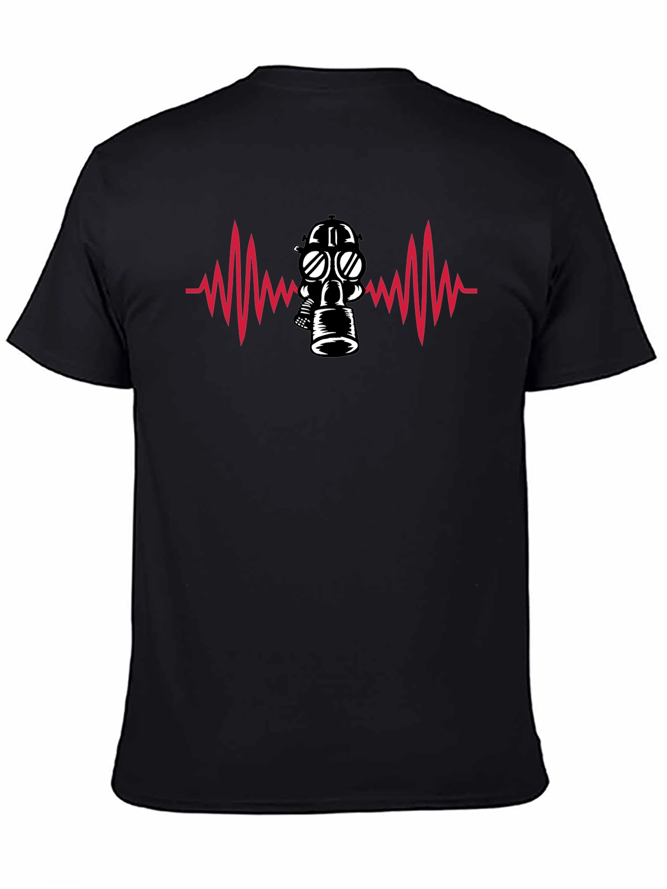 Black Gas Mask Heartbeat T-Shirt - Black view 4