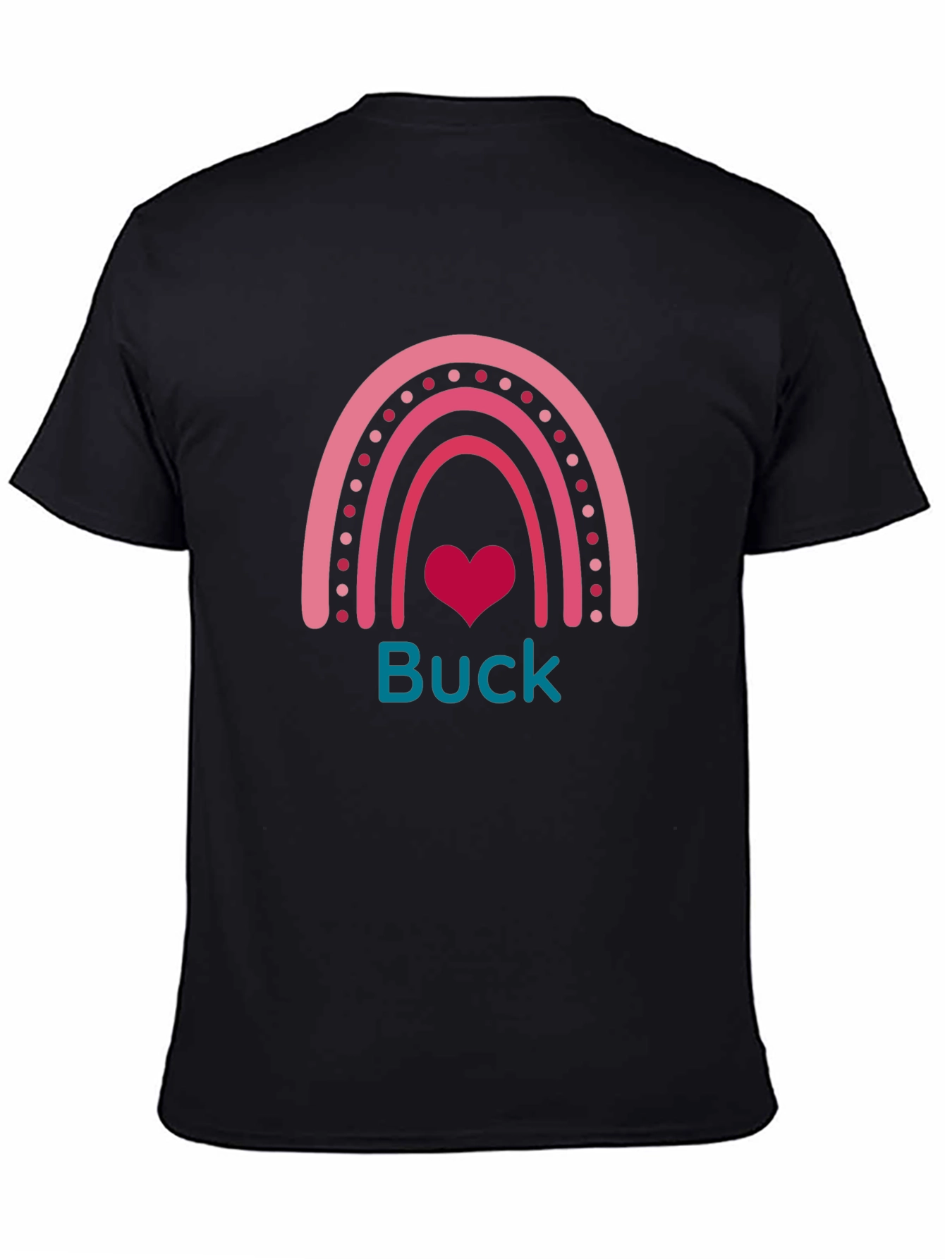 Black Buck Rainbow Heart T-Shirt - Black view 4