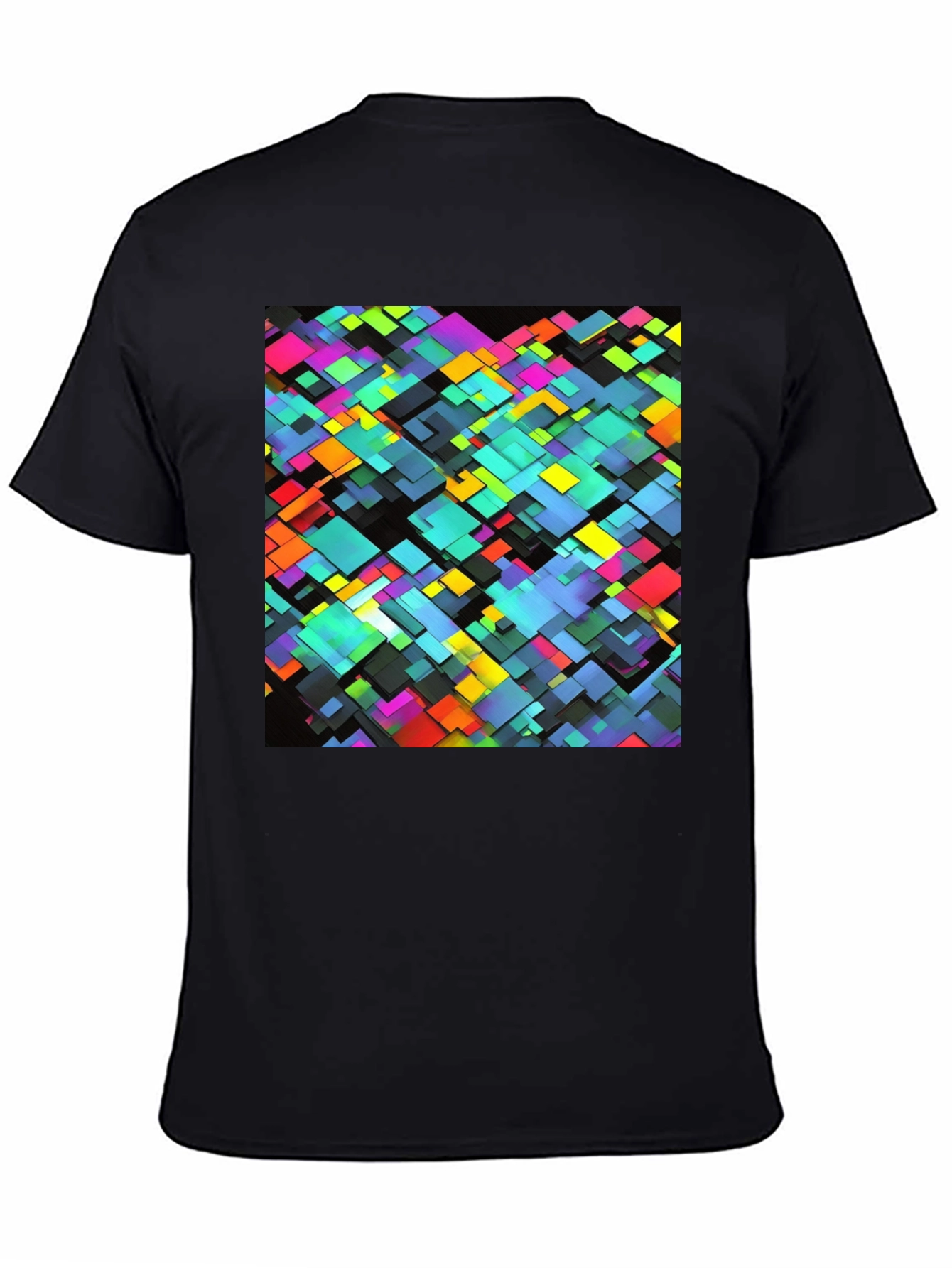 Geometric Block Print Black T-Shirt - 4