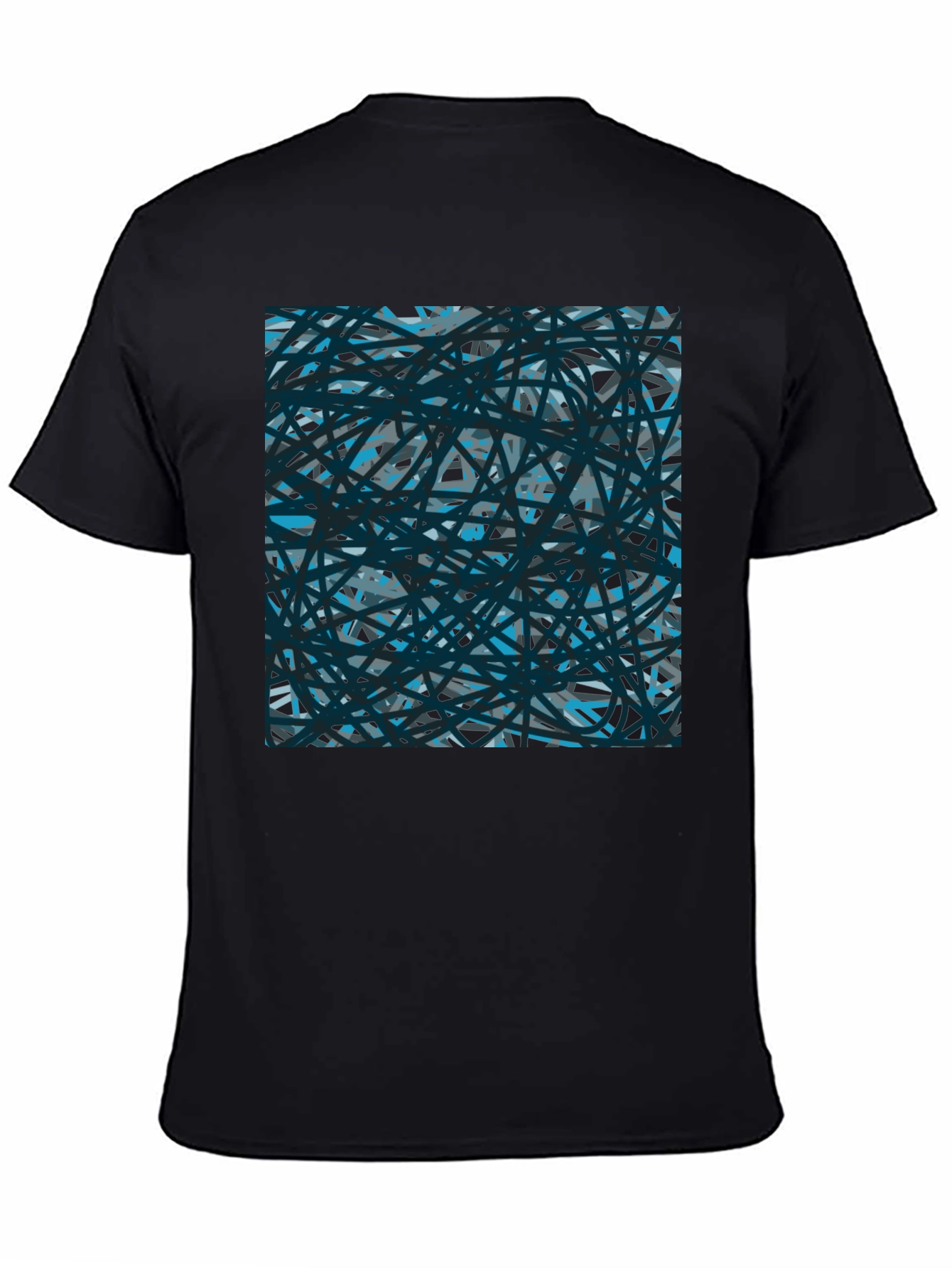 Black Abstract Lines Black T-Shirt view 4