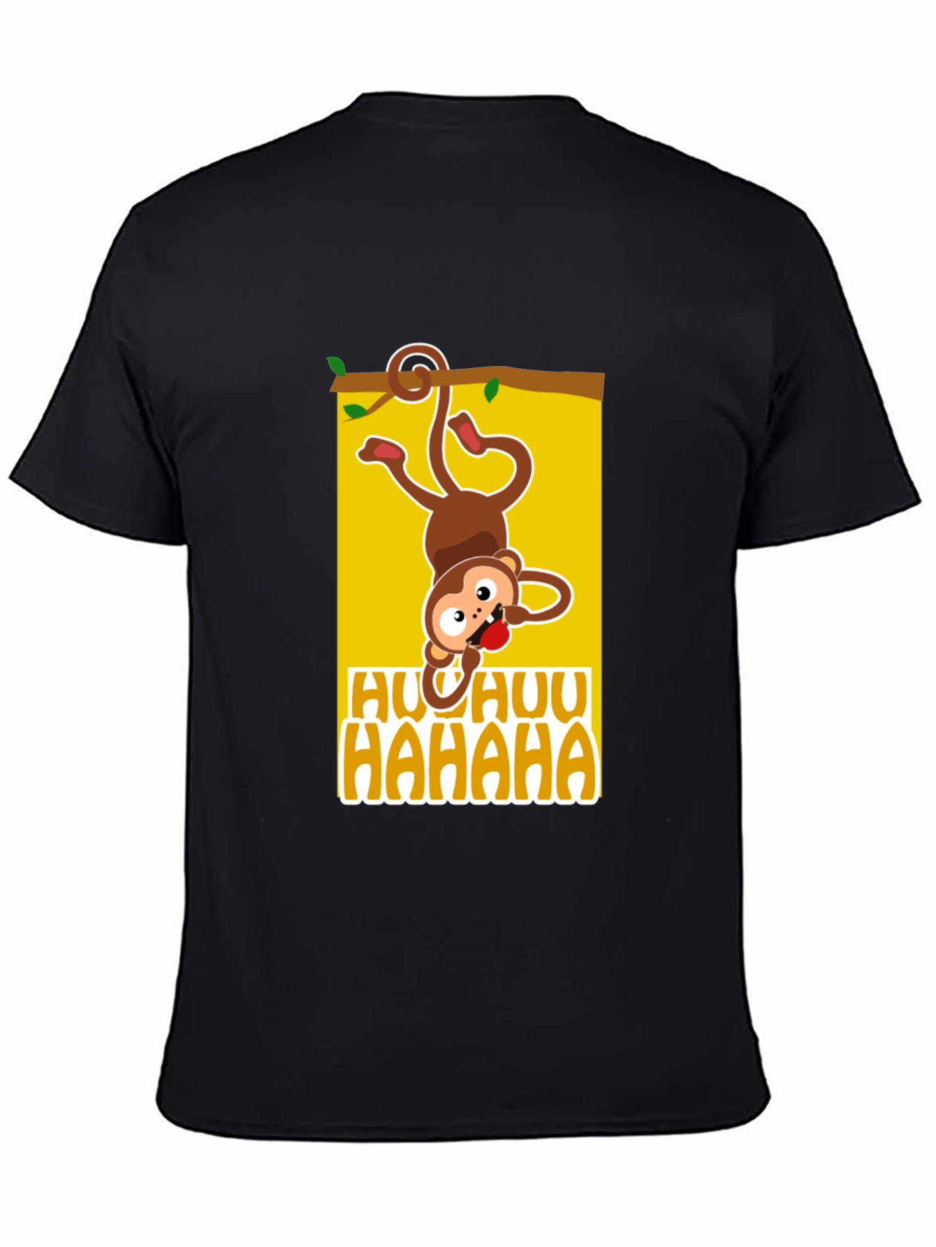 Black Funny Monkey Graphic Tee - HUU HAHAA T-Shirt view 4