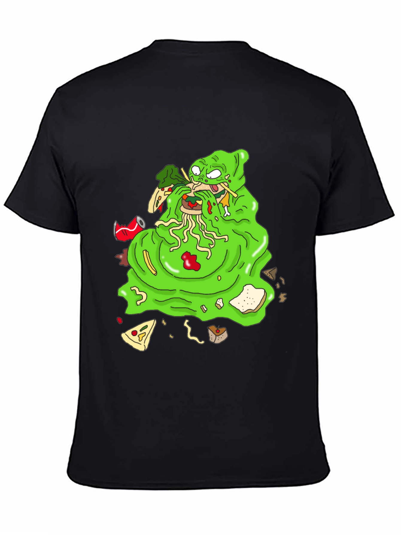 Black Green Blob Monster Eating Graphic T-Shirt view 4