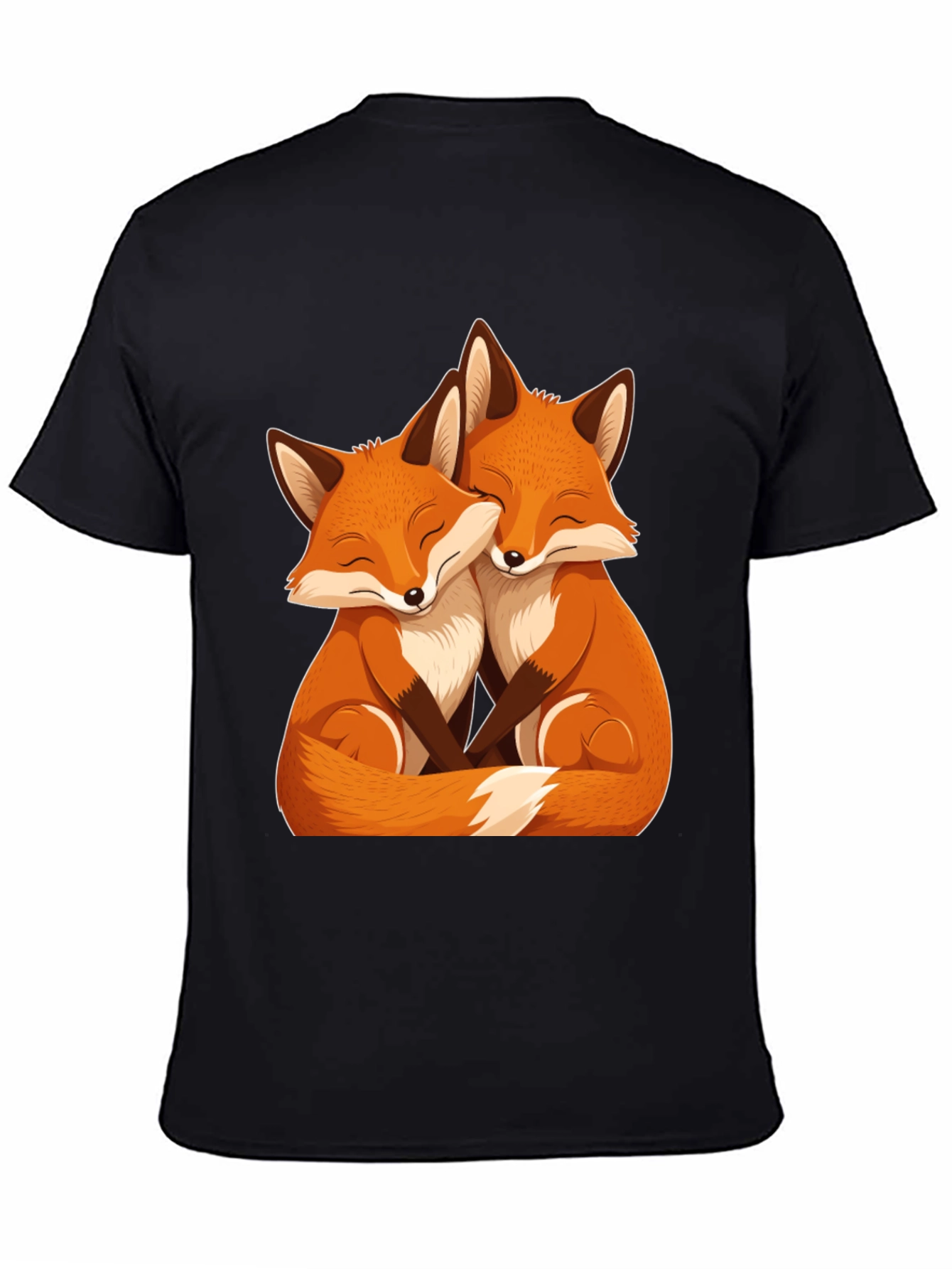 Black Foxes Hugging Graphic Tee view 4