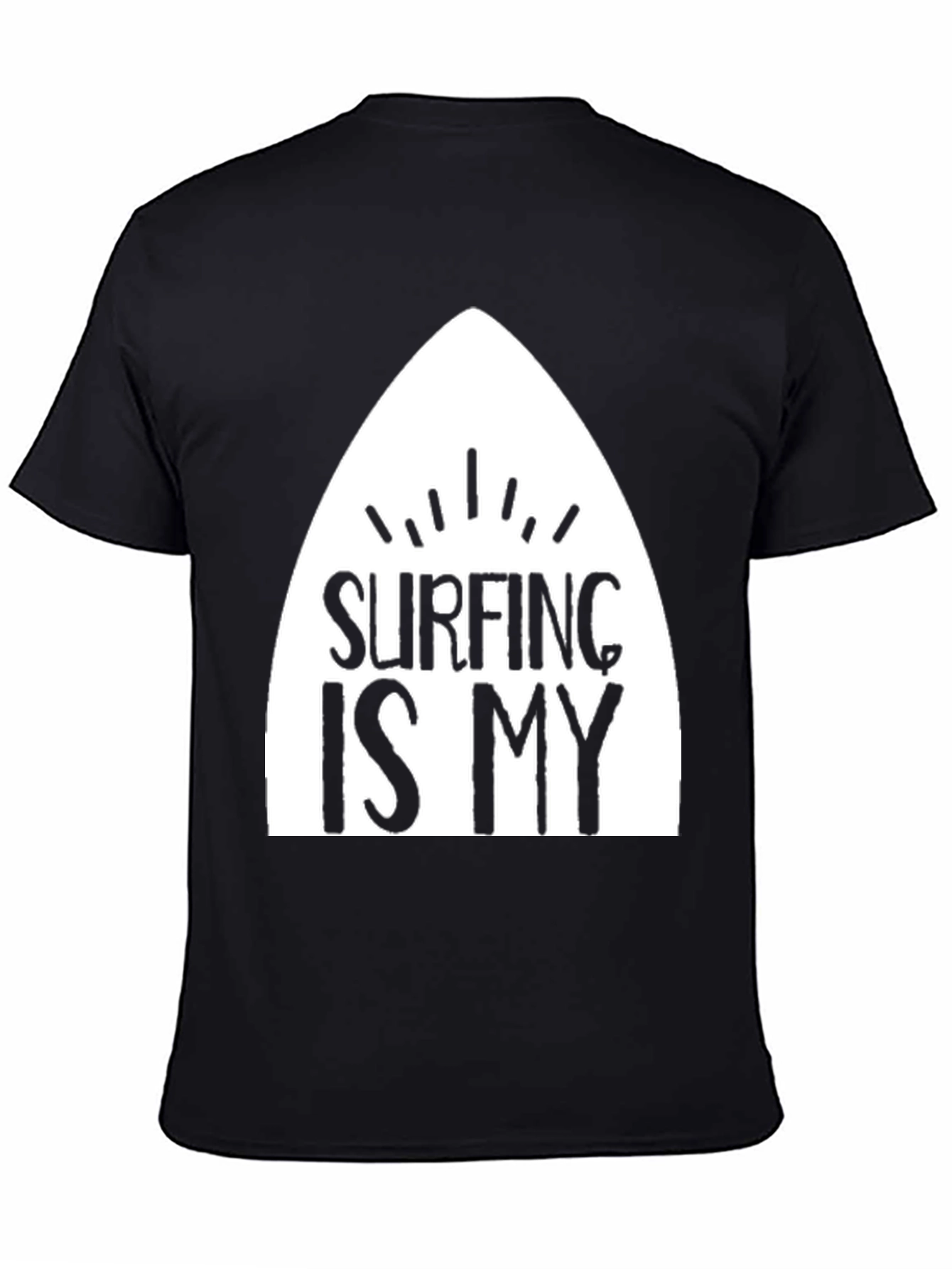 Surfing Is My T-Shirt - Black Cotton Surfboard Tee - 4