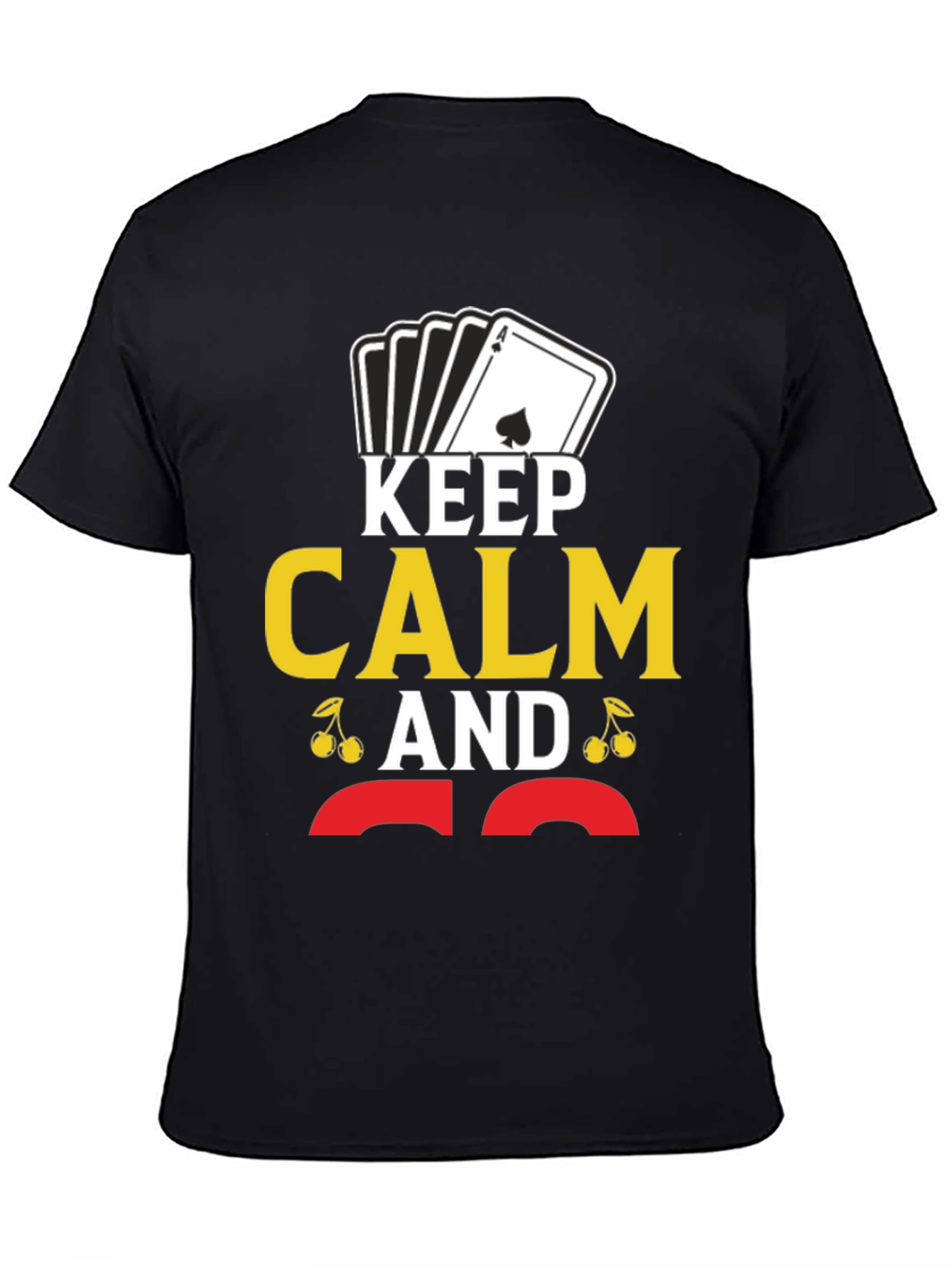 Black Keep Calm Ace T-Shirt - Funny Poker Casino Card Tee view 4