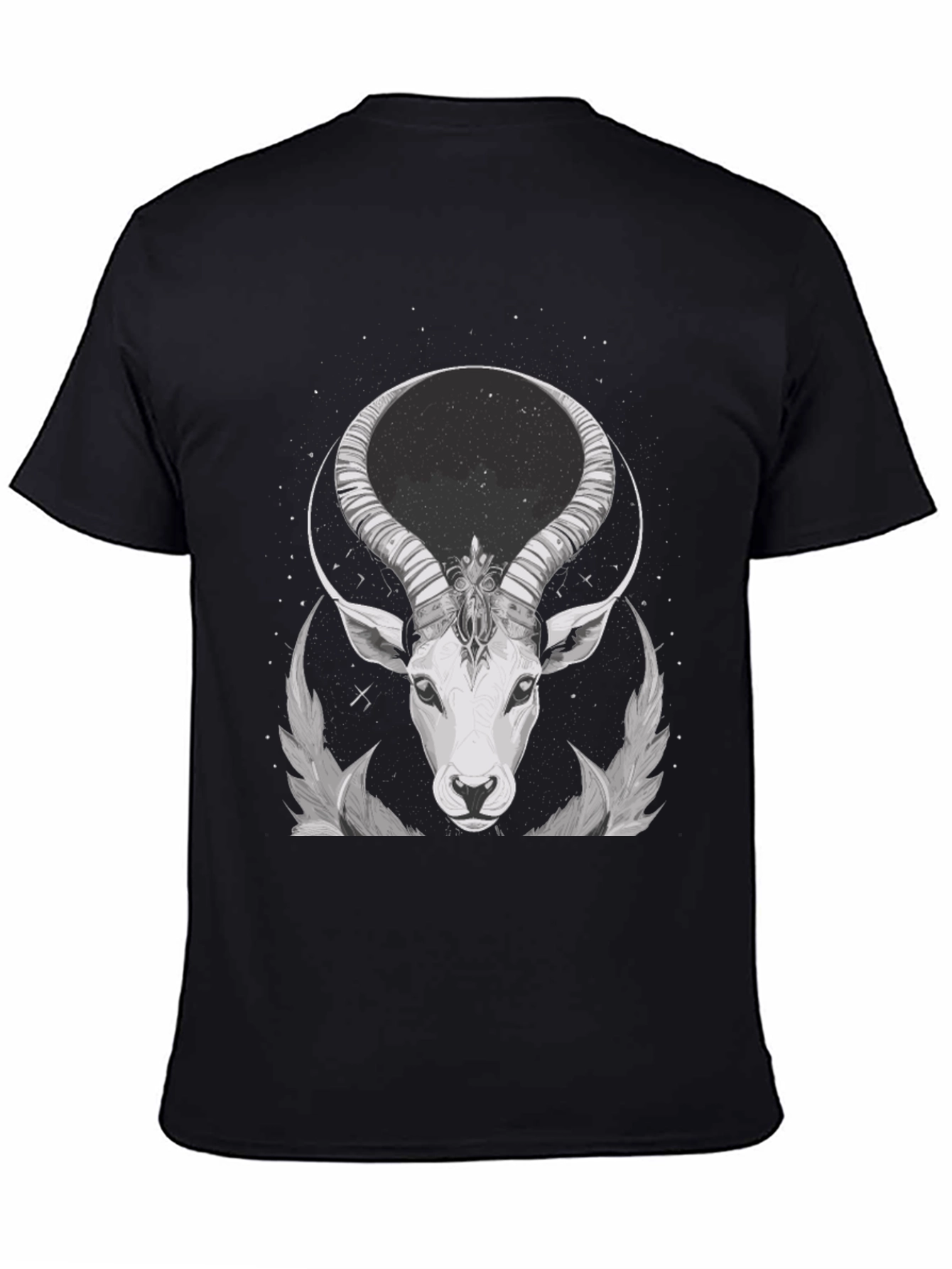 Black Cosmic Antelope Graphic Tee - Black Cotton Blend view 4