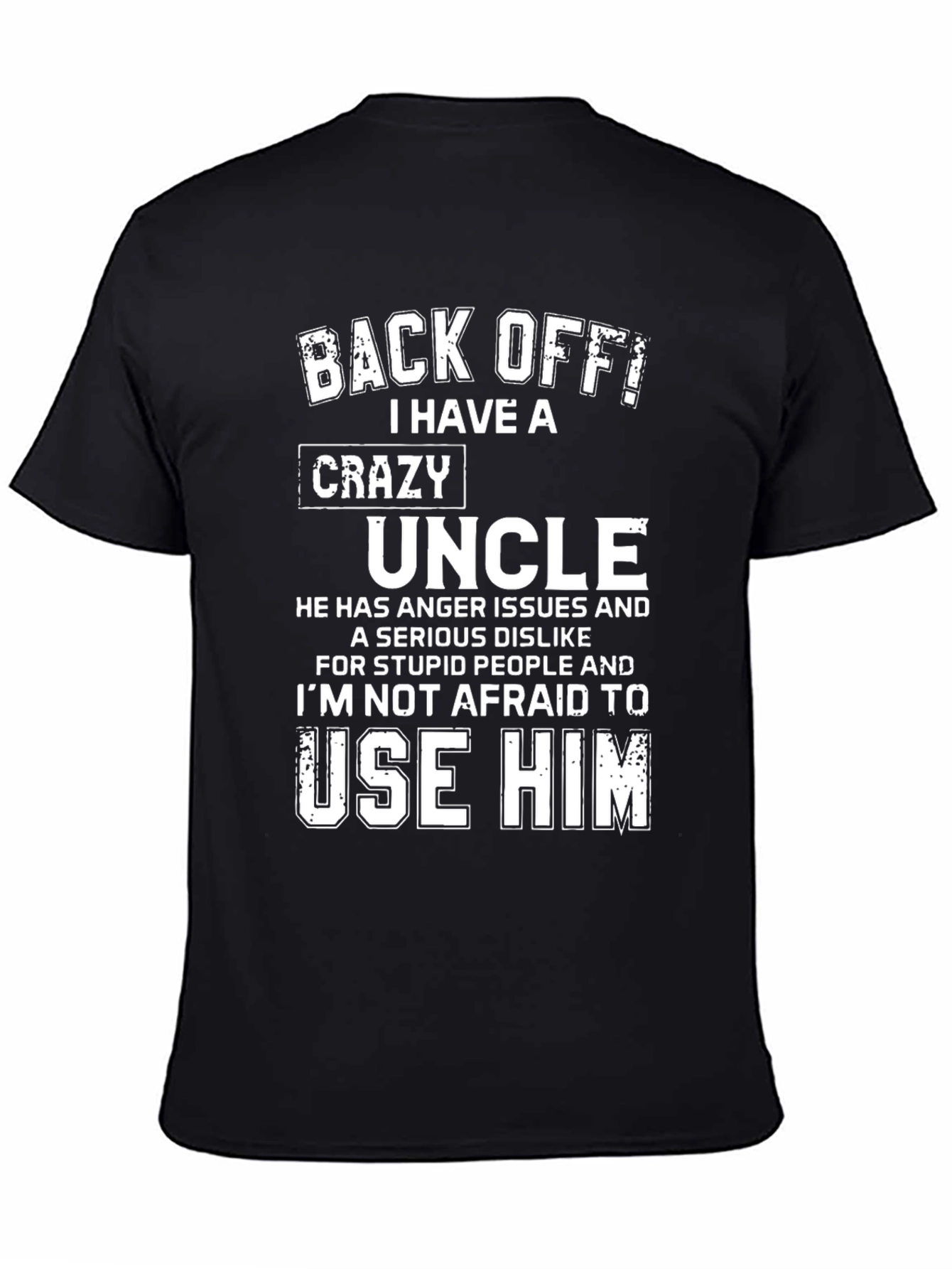 Black Crazy Uncle Novelty Graphic T-Shirt view 4