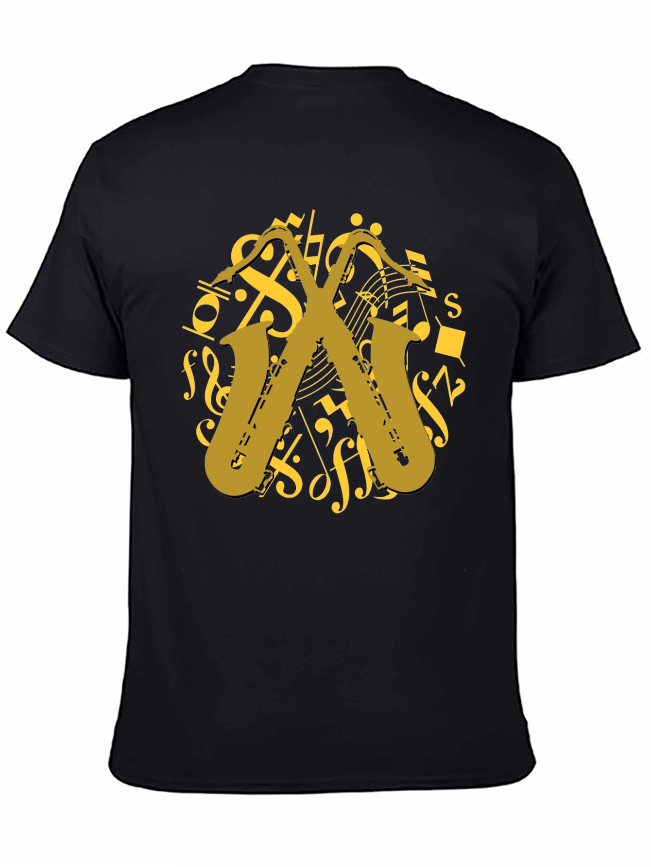 Black Saxophone Music T-Shirt - Musician Gift view 4
