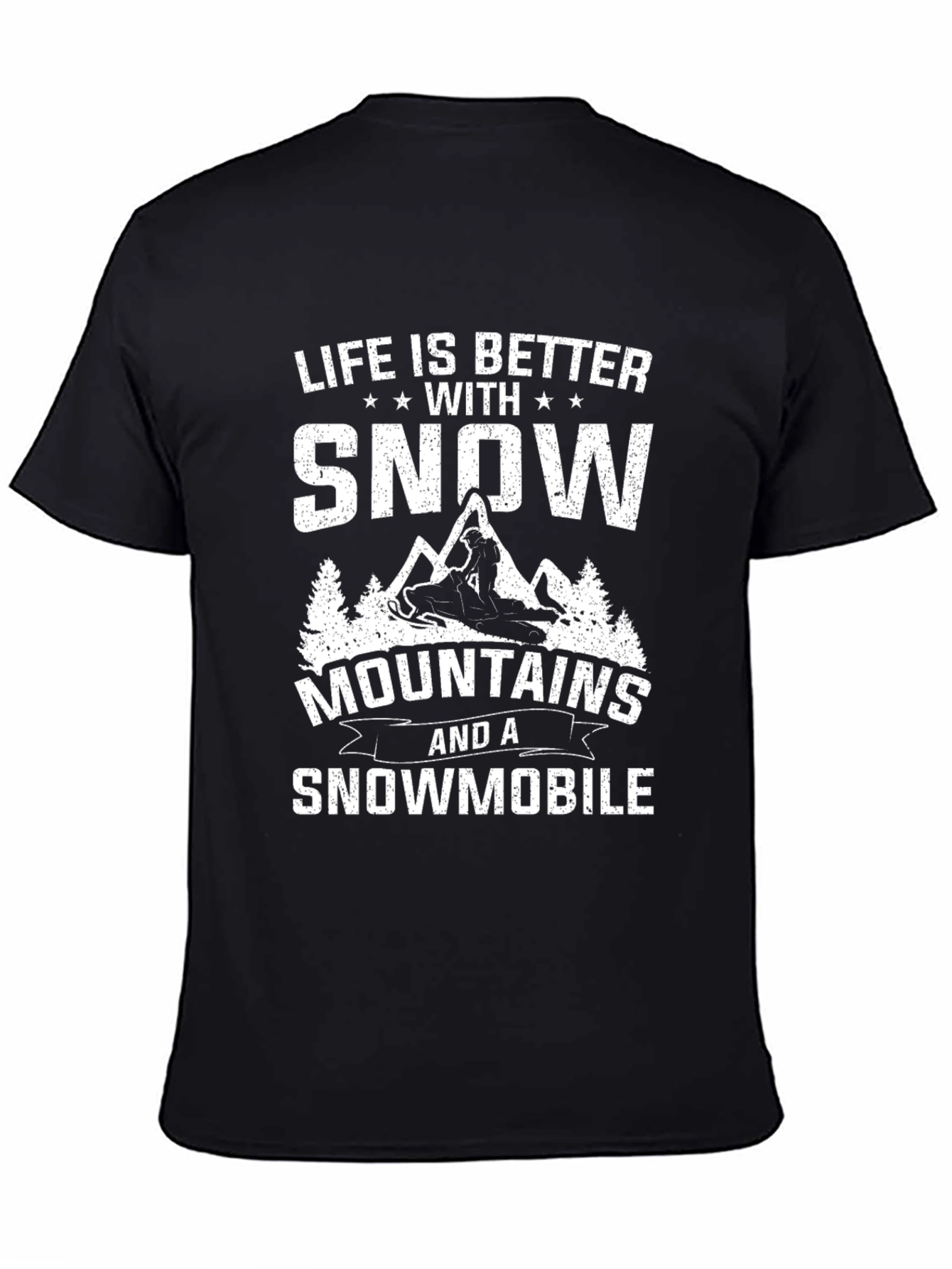Black Snowmobile T-Shirt - Life is Better with Snow view 4