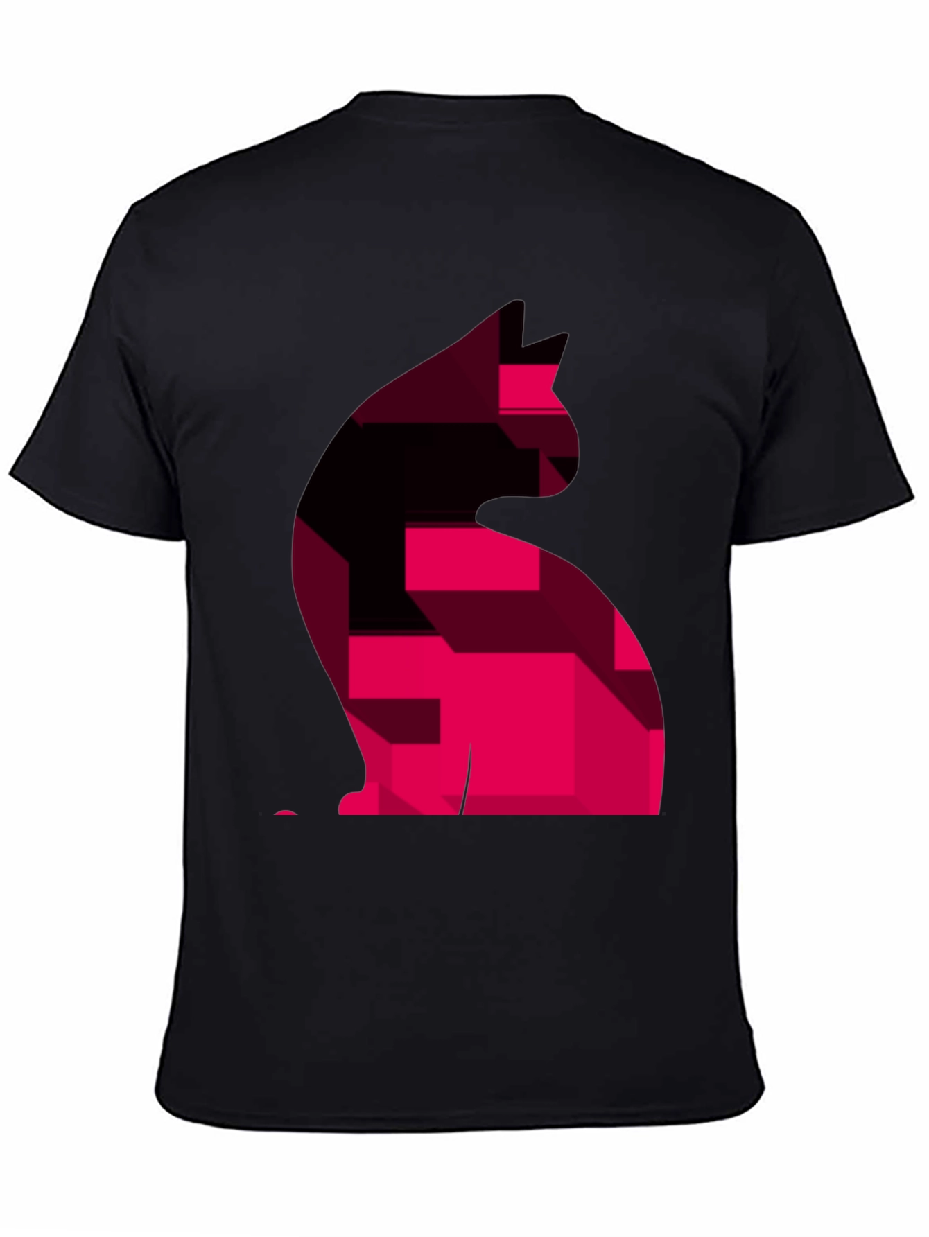 Black Abstract Cat Graphic Men's T-Shirt view 4