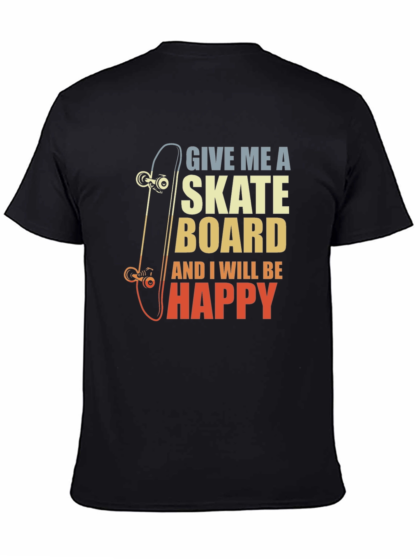 Black Skateboard Lover Graphic Tee - "Give Me A Skateboard" view 4