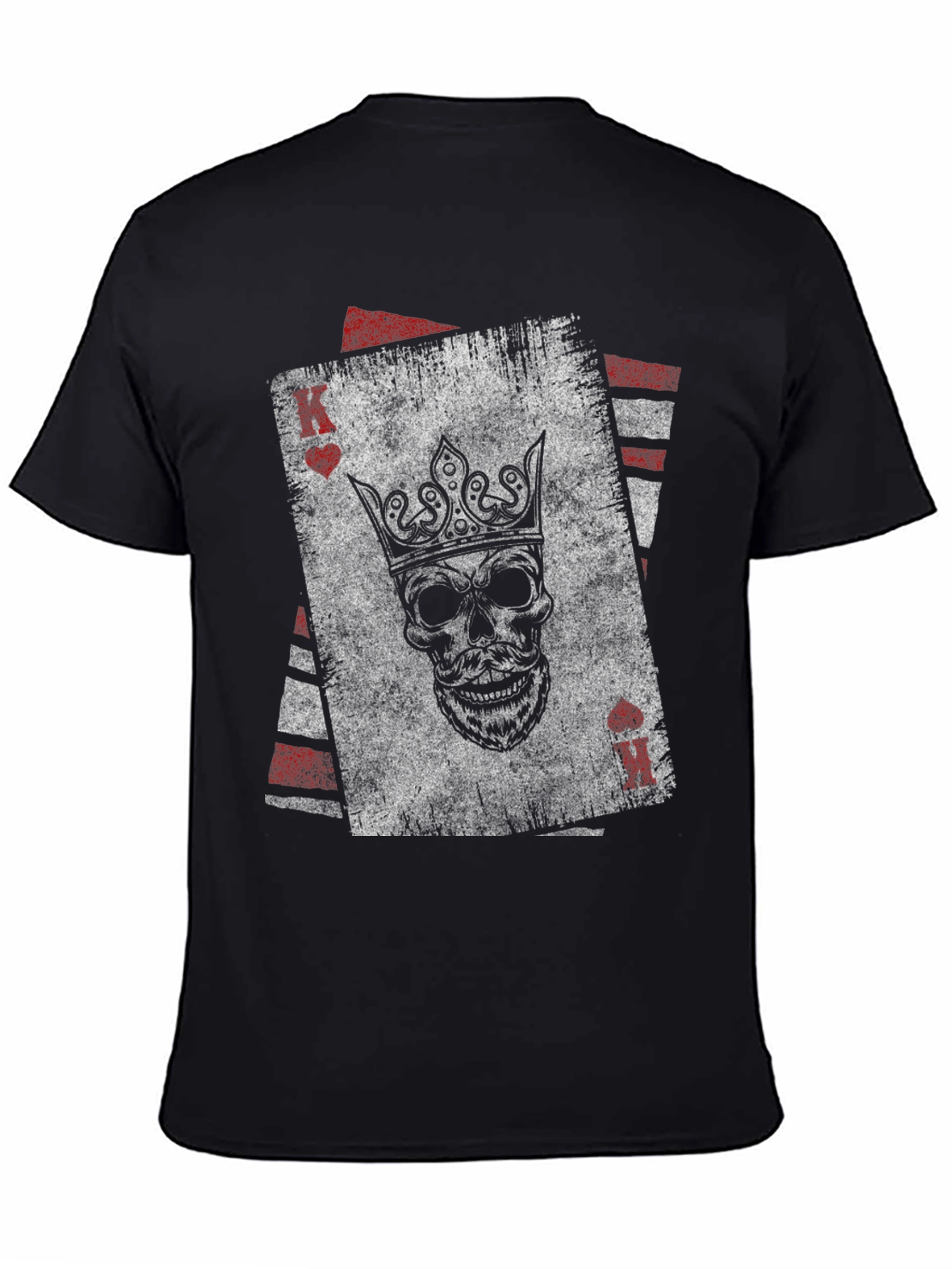 Black King of Hearts Skull Graphic T-Shirt view 4