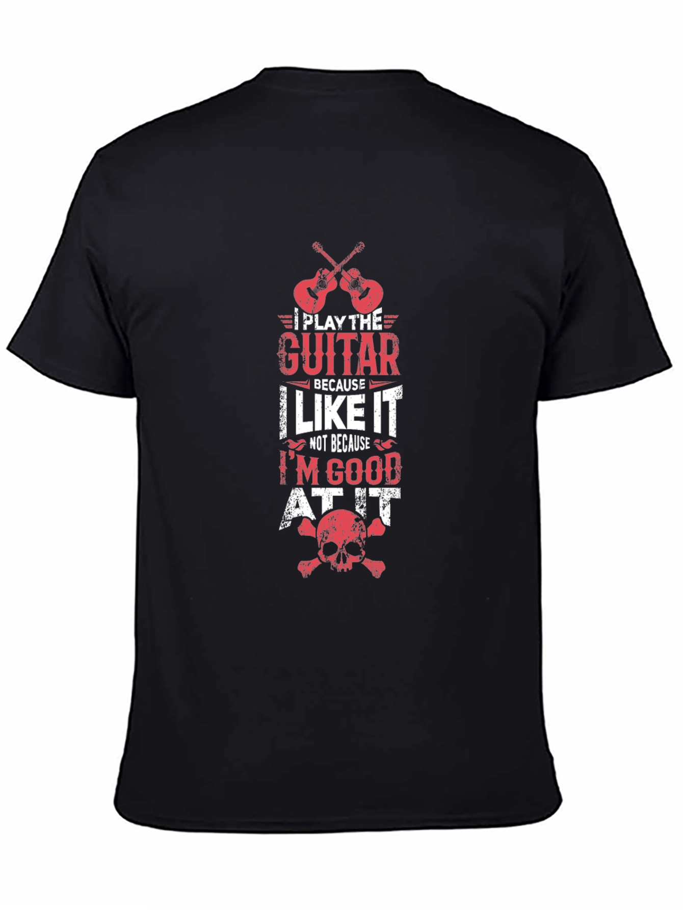 Black Guitar Lover T-Shirt - I Play Guitar Because I Like It Tee view 4