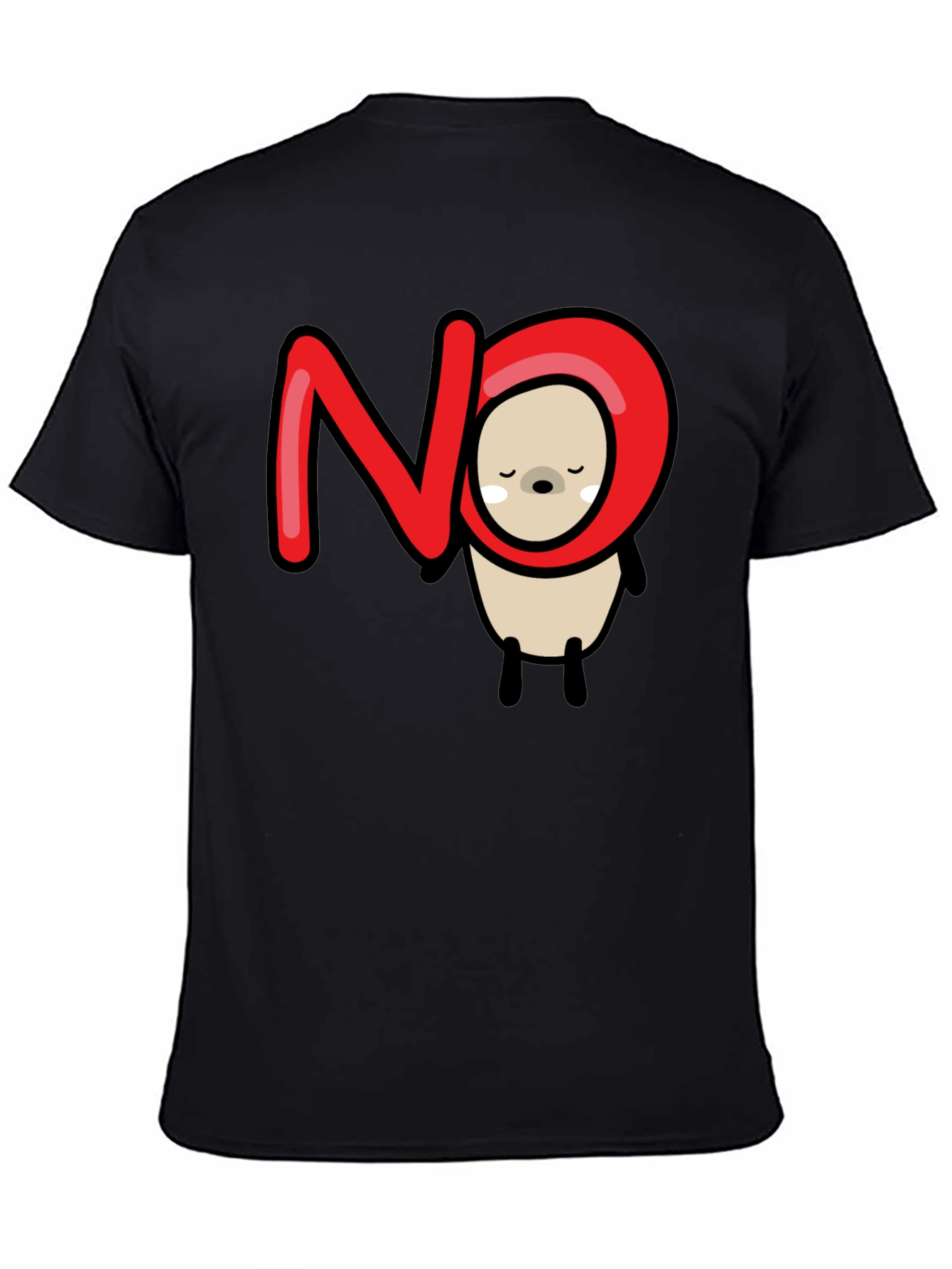 Black NO Bear Graphic Tee - Funny Casual T-Shirt view 4