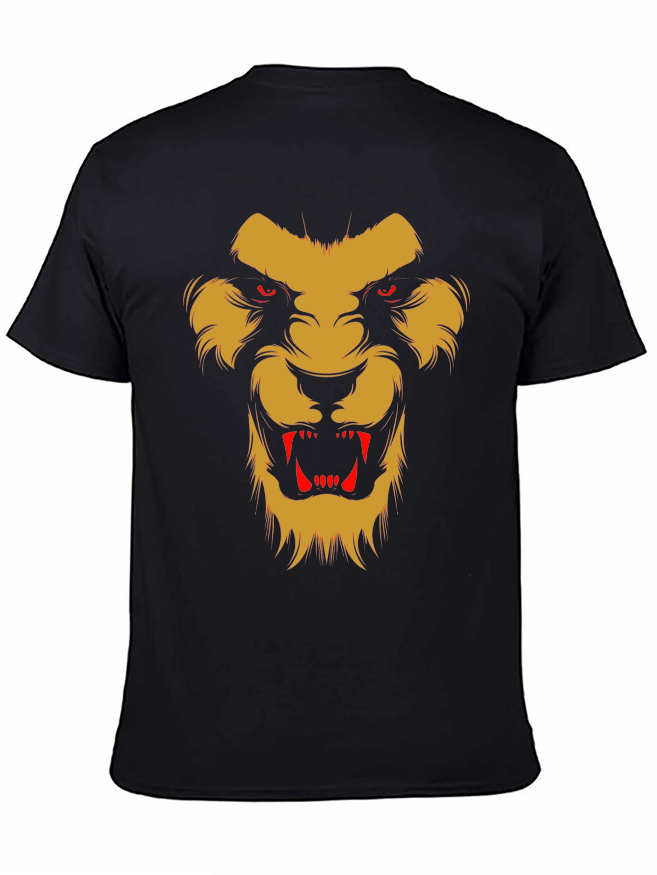 Black Fearsome Lion Graphic Black T-Shirt view 4