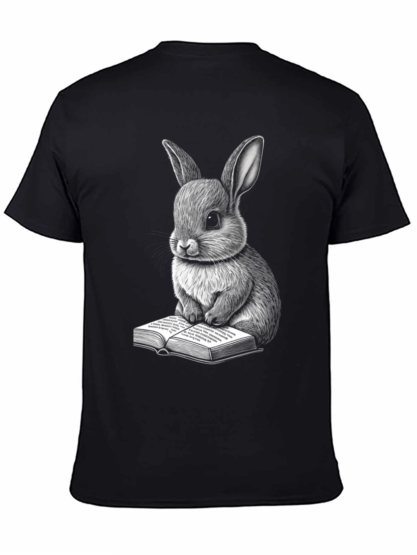 Black Rabbit Reading Book Graphic Tee view 4