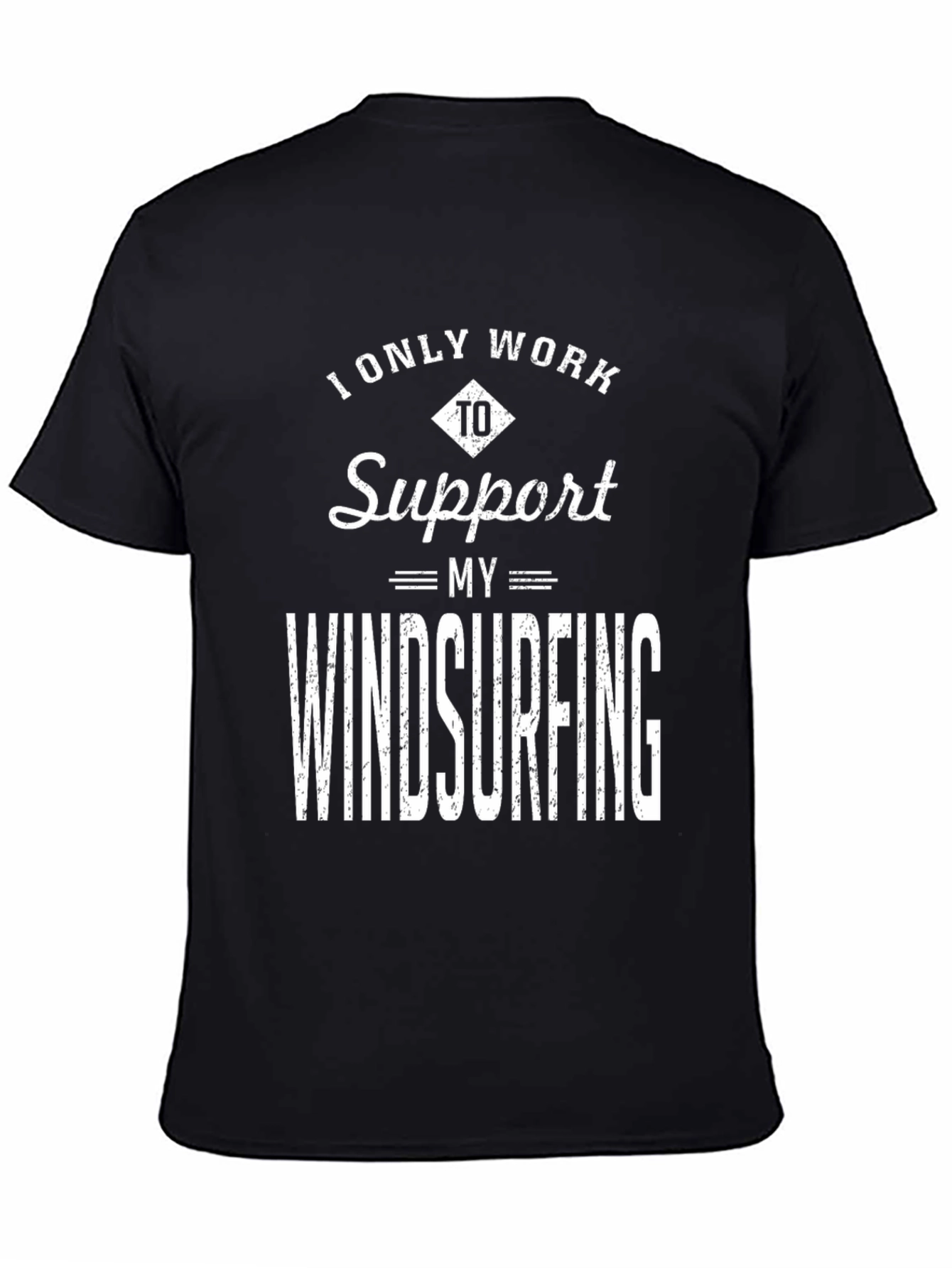 Black Windsurfing Support T-Shirt - Fun Tee for Water Sports Fans view 4