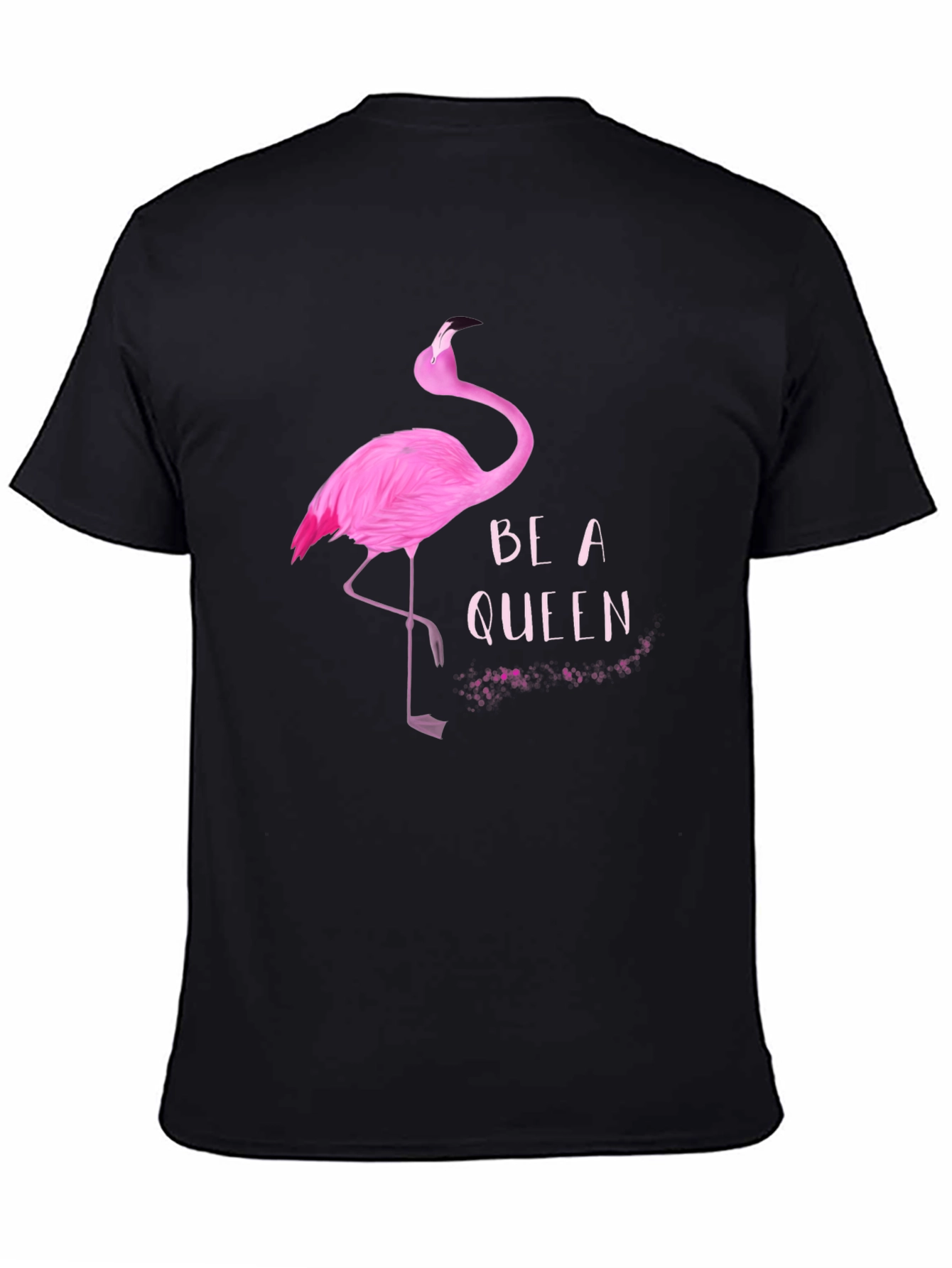 Black Be a Queen Flamingo Graphic T-Shirt view 4