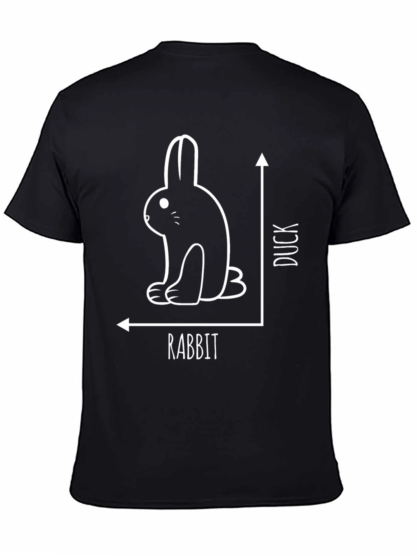 Black Rabbit or Duck Optical Illusion Black T-Shirt view 4