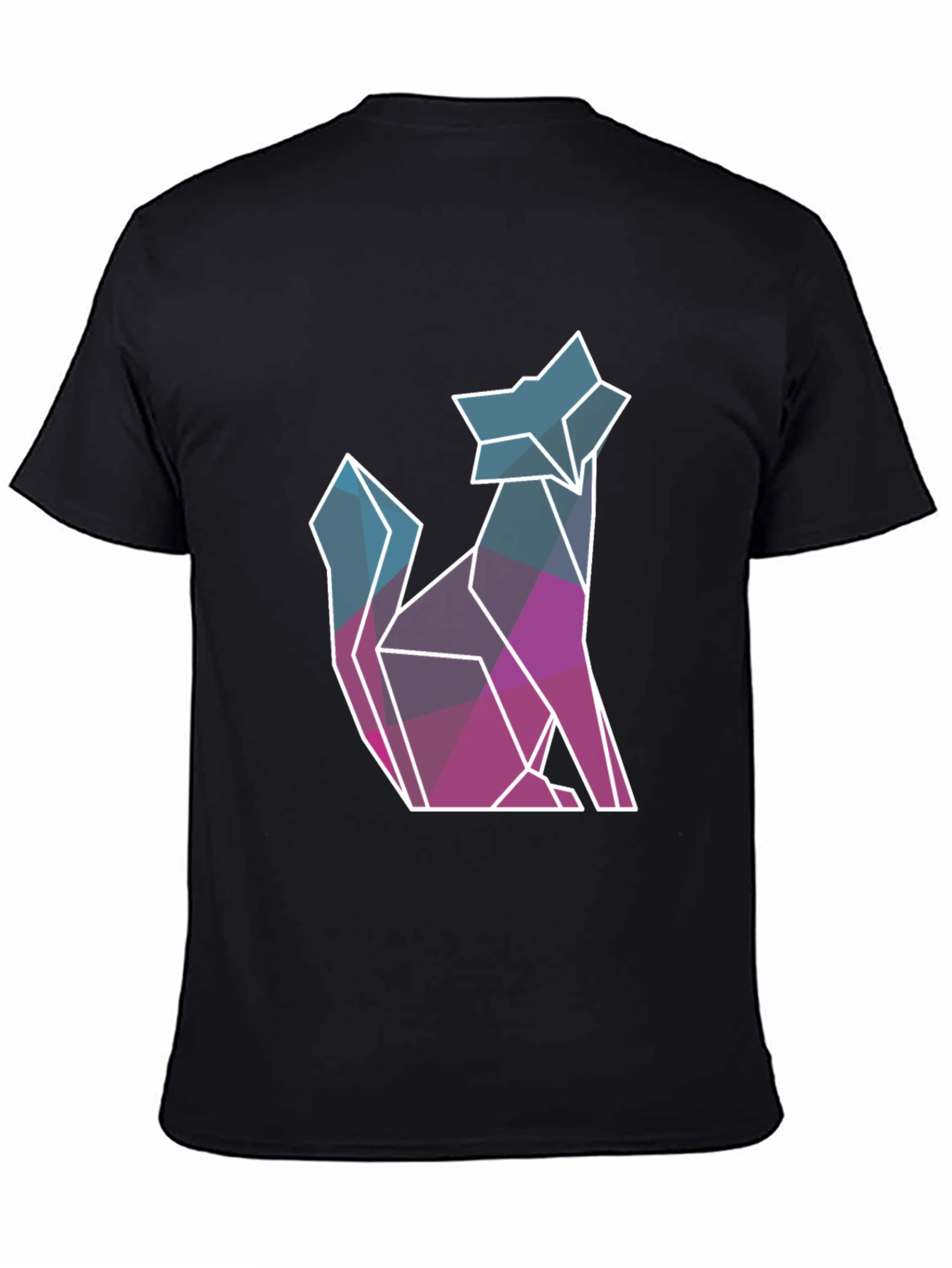 Black Geometric Wolf Graphic Tee - Modern Style view 4