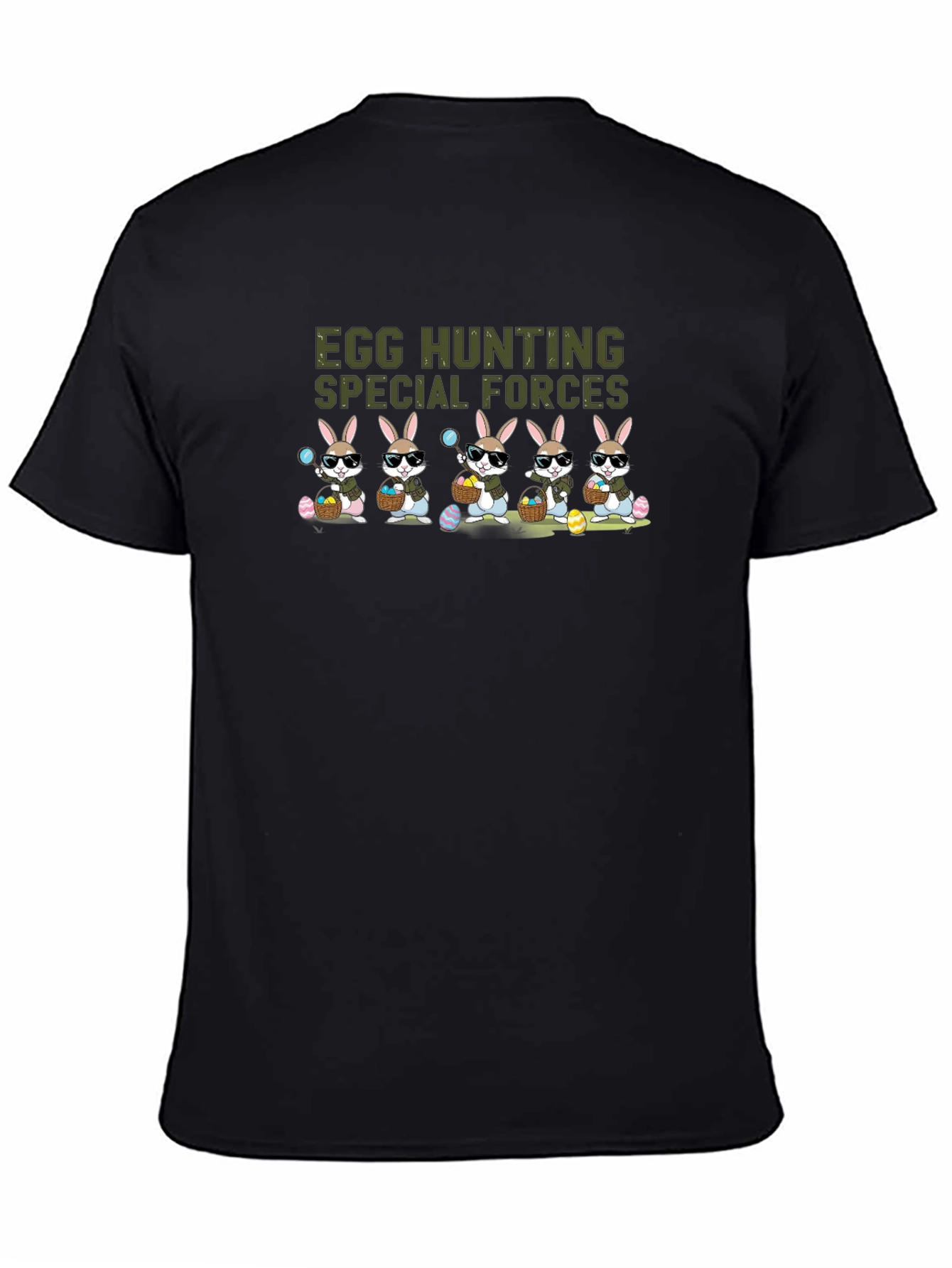 Black Egg Hunting Special Forces Easter Bunny T-Shirt view 4