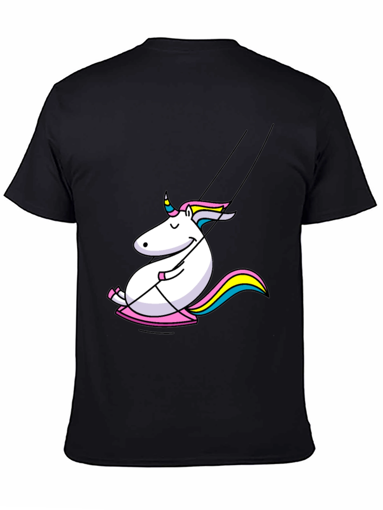 Black Unicorn on Swing Graphic Tee - Black Cotton Comfort view 4