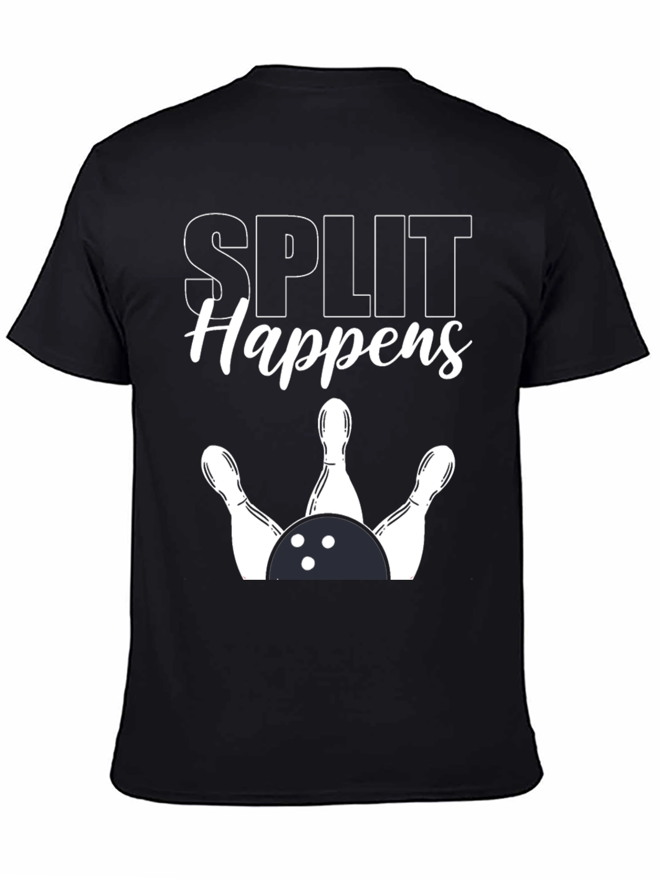 Black Split Happens Bowling T-Shirt - Black Graphic Tee view 4