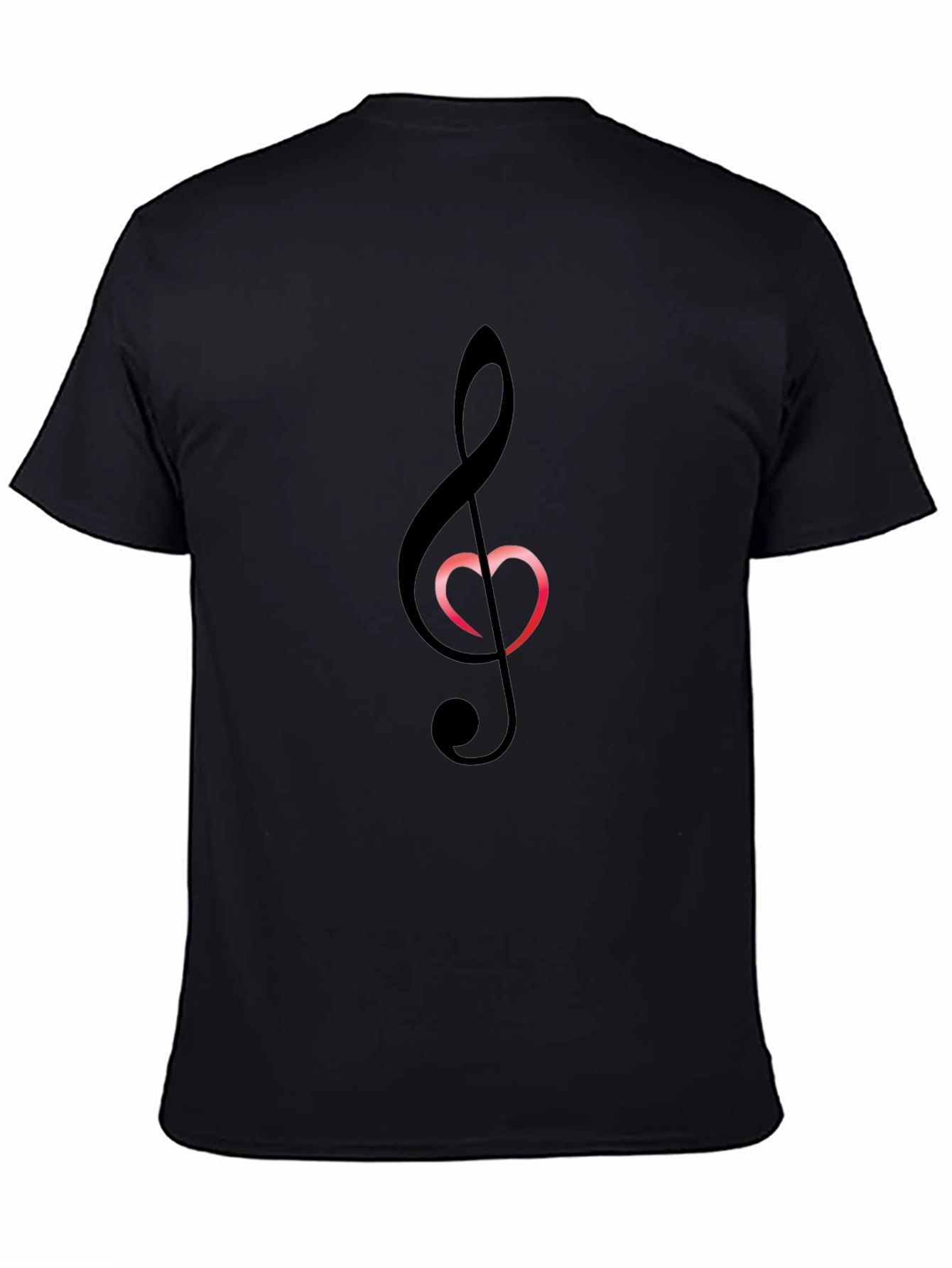 Black Musical Heart T-Shirt - Black Cotton Blend Tee view 4