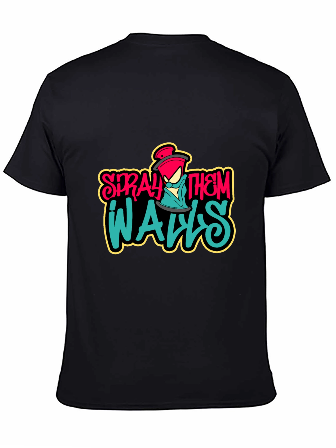 Black Spray Them Walls Graphic Tee - Black view 4