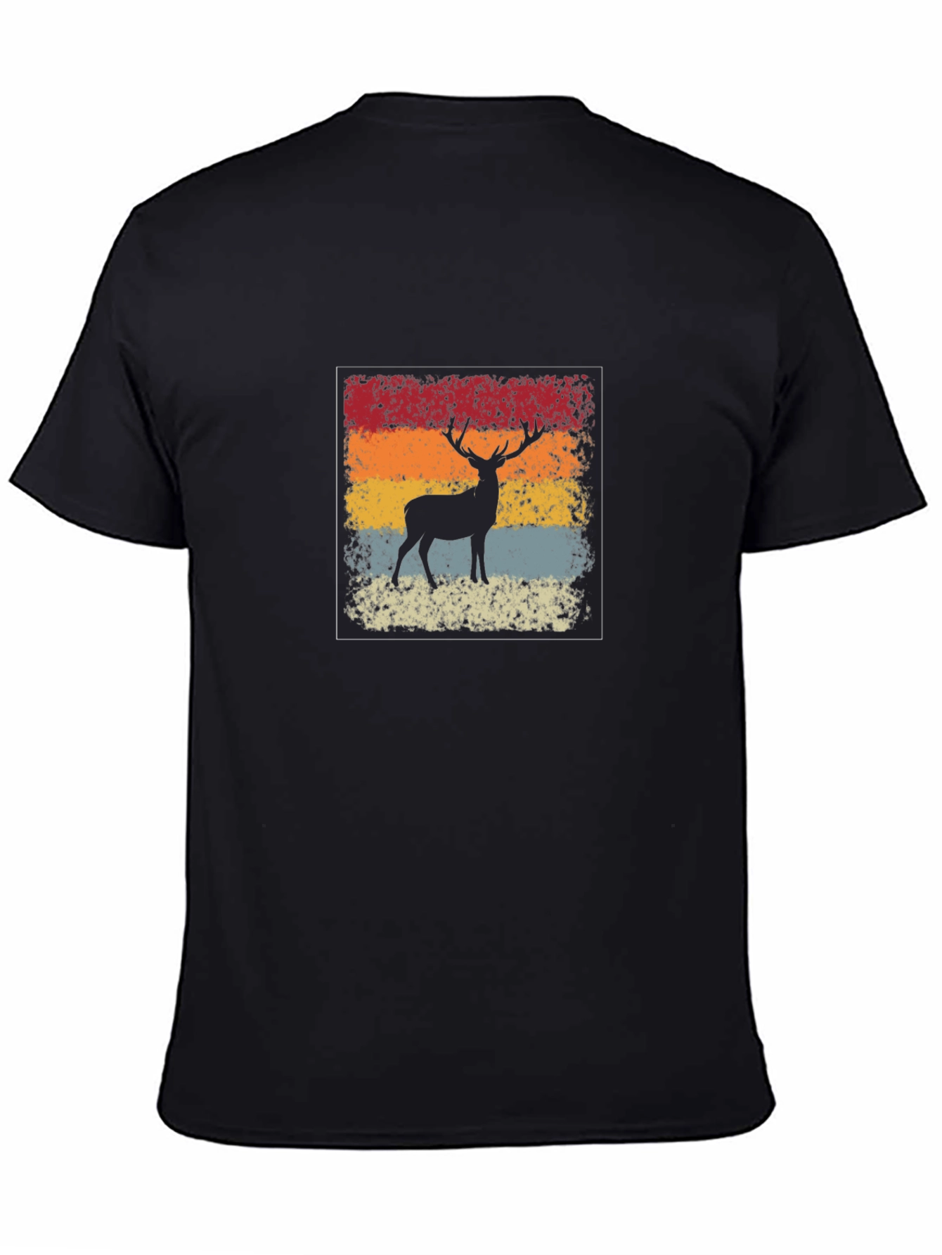 Black Retro Deer Silhouette Graphic T-Shirt view 4
