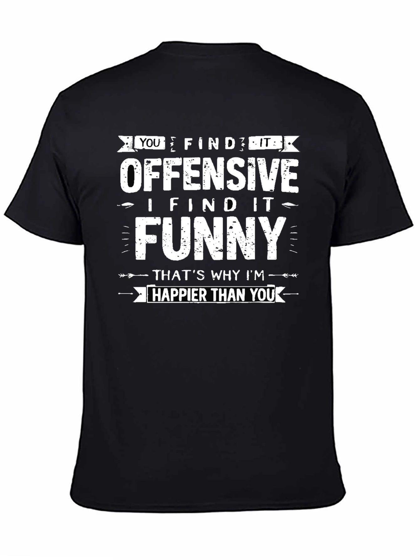Black Offensive Funny Graphic Tee - Black view 4