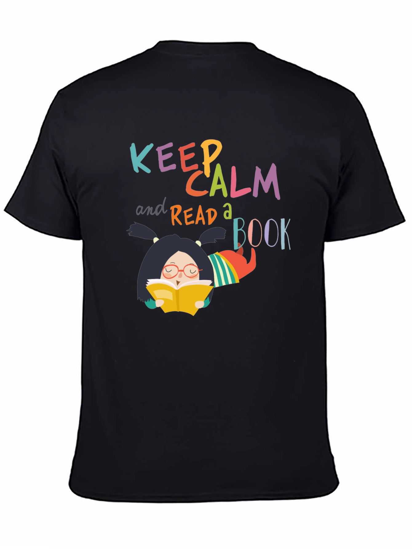 Black Keep Calm and Read a Book T-Shirt view 4