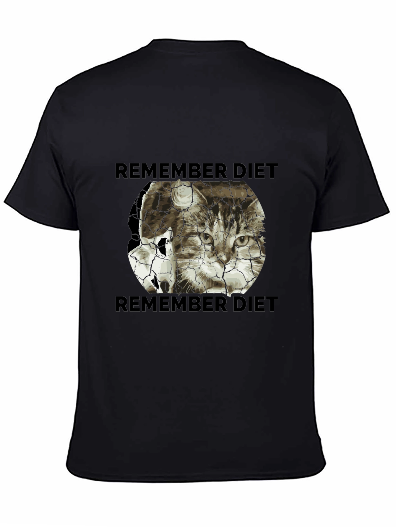 Black Remember Diet Cat Graphic T-Shirt view 4