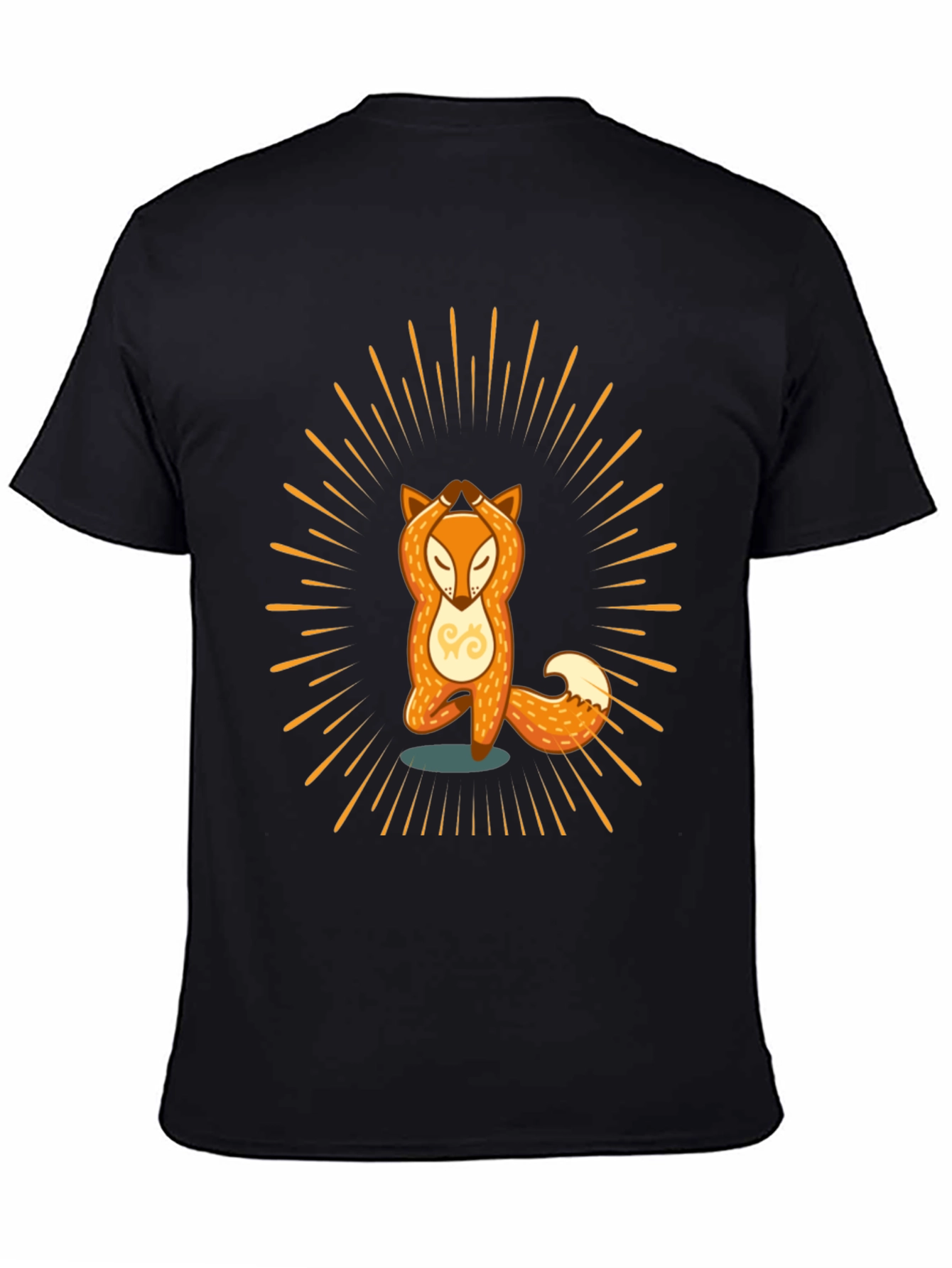 Black Yoga Fox Graphic Tee - Zen Vibes T-Shirt view 4