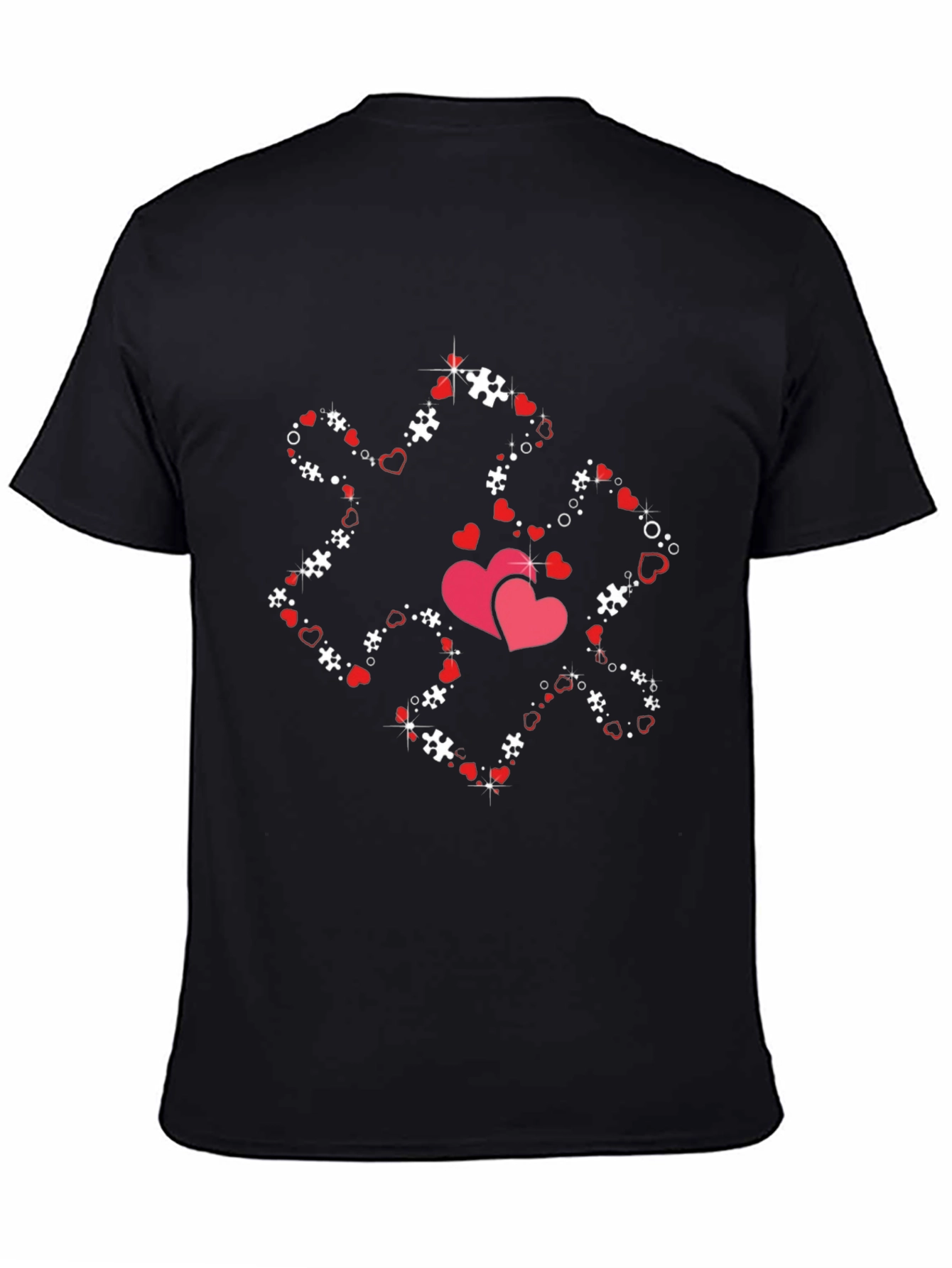 Black Heart Puzzle Piece Graphic Tee - Black view 4
