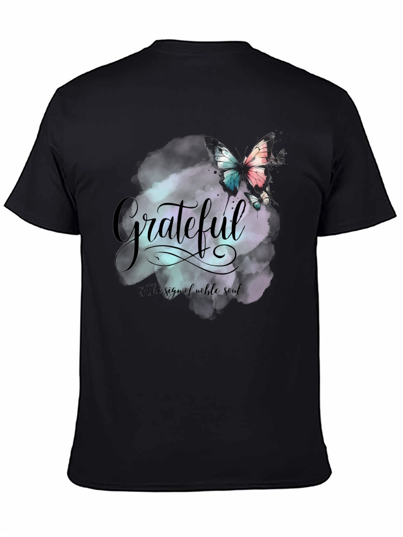 Black Grateful Butterfly Graphic Tee - Noble Soul Design view 4