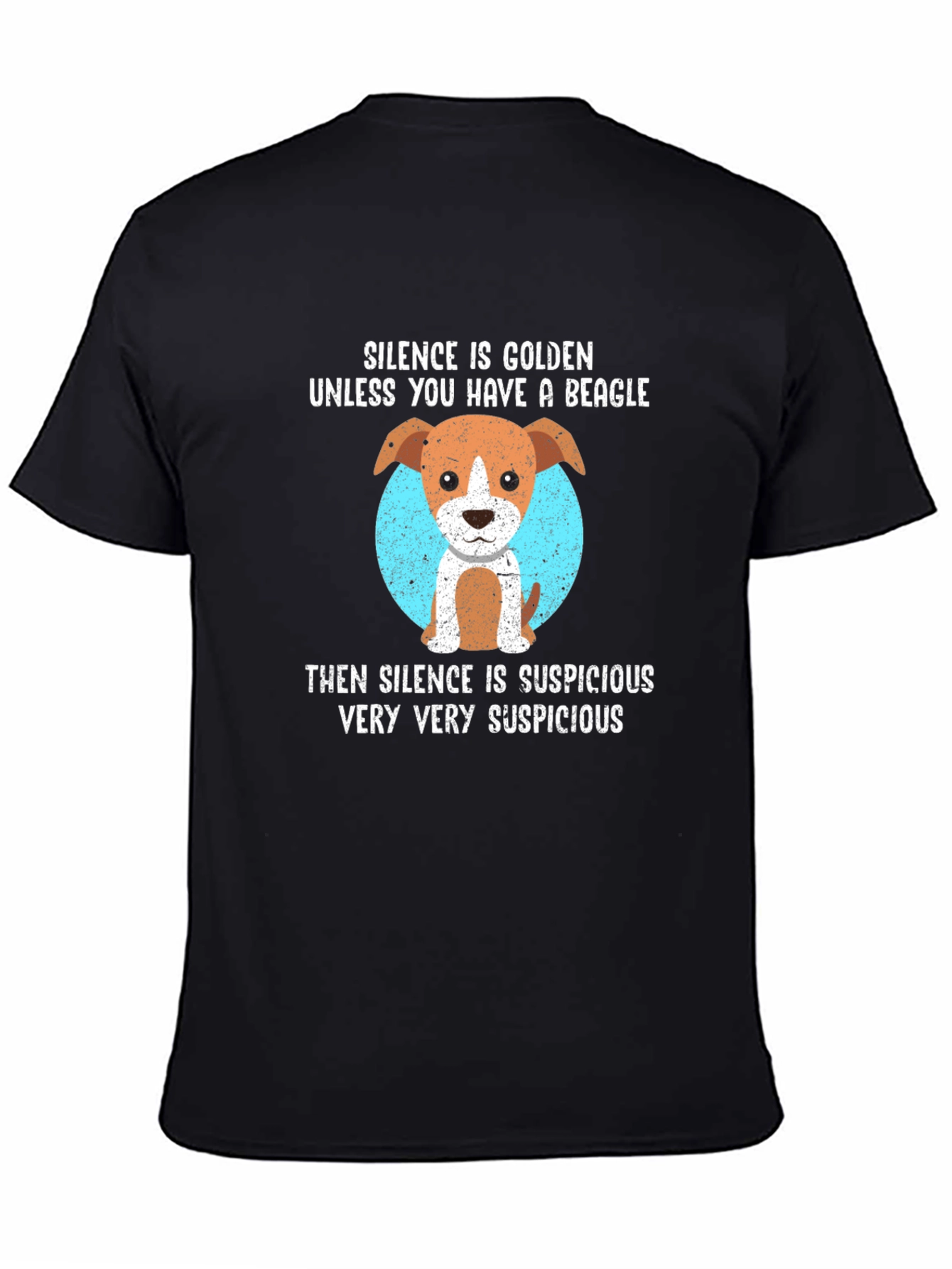 Black Beagle Humor T-Shirt: Suspicious Silence Tee view 4